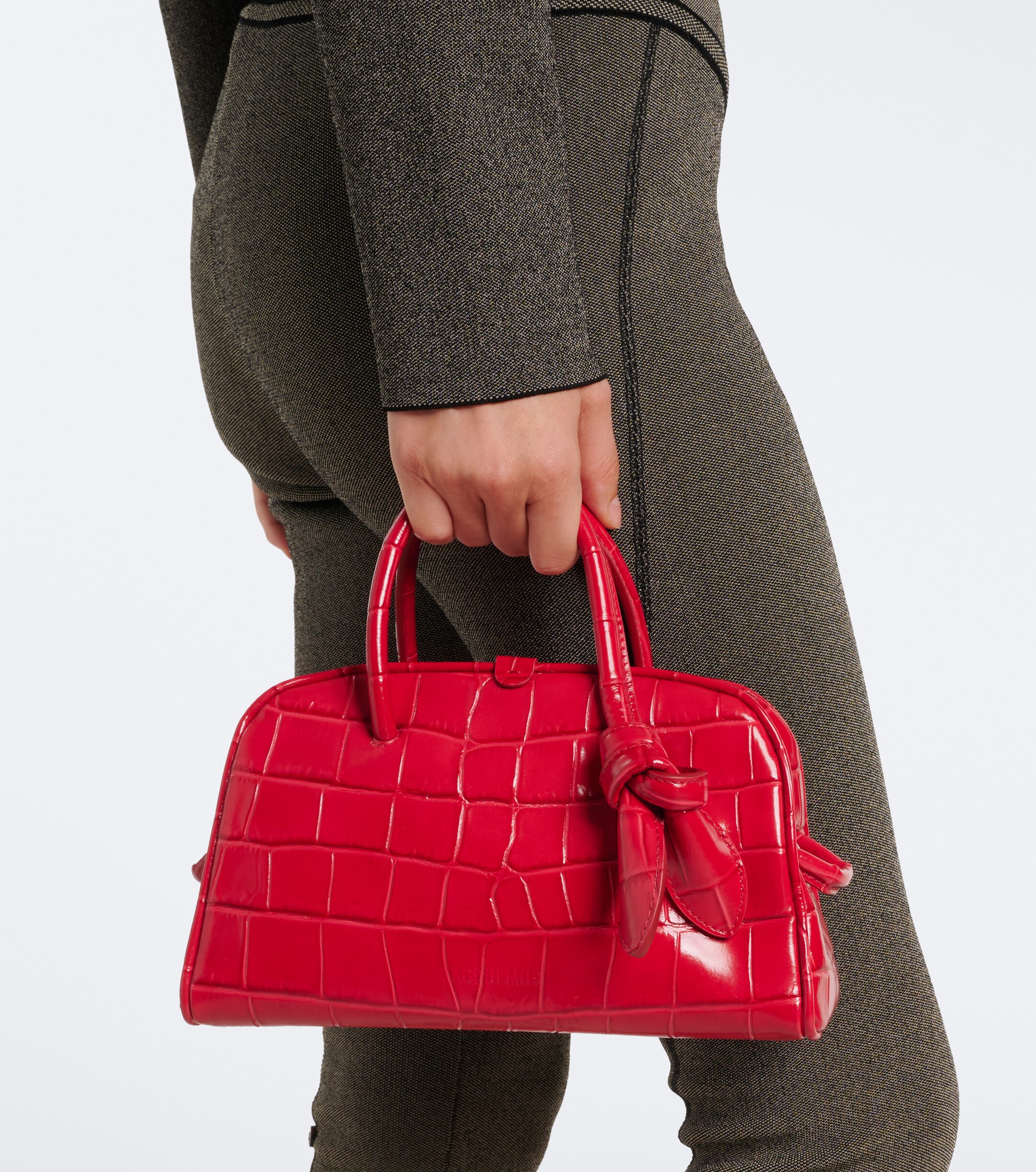 Jacquemus Turismo Small croc-effect leather bowling bag