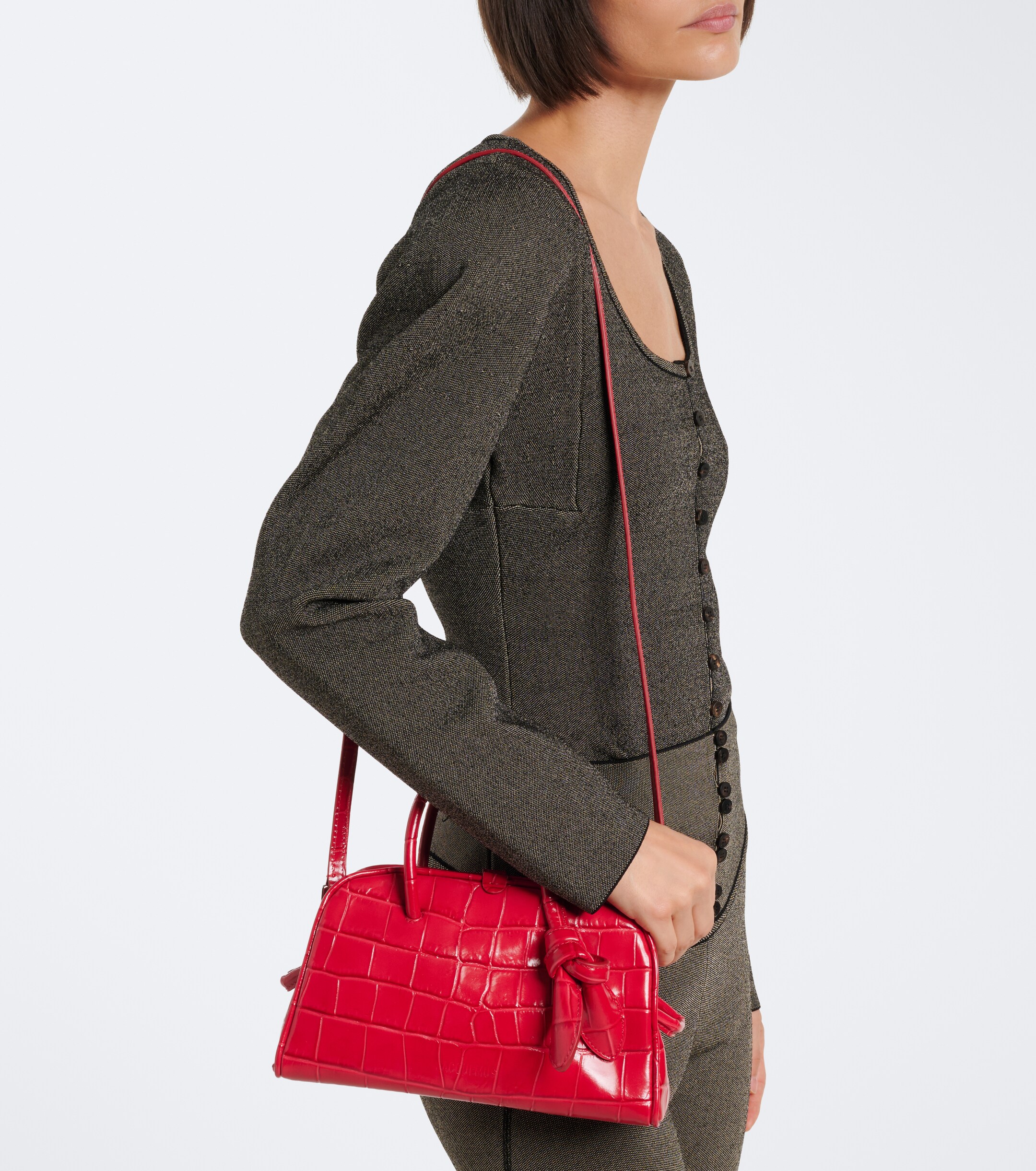 Jacquemus Turismo Small croc-effect leather bowling bag