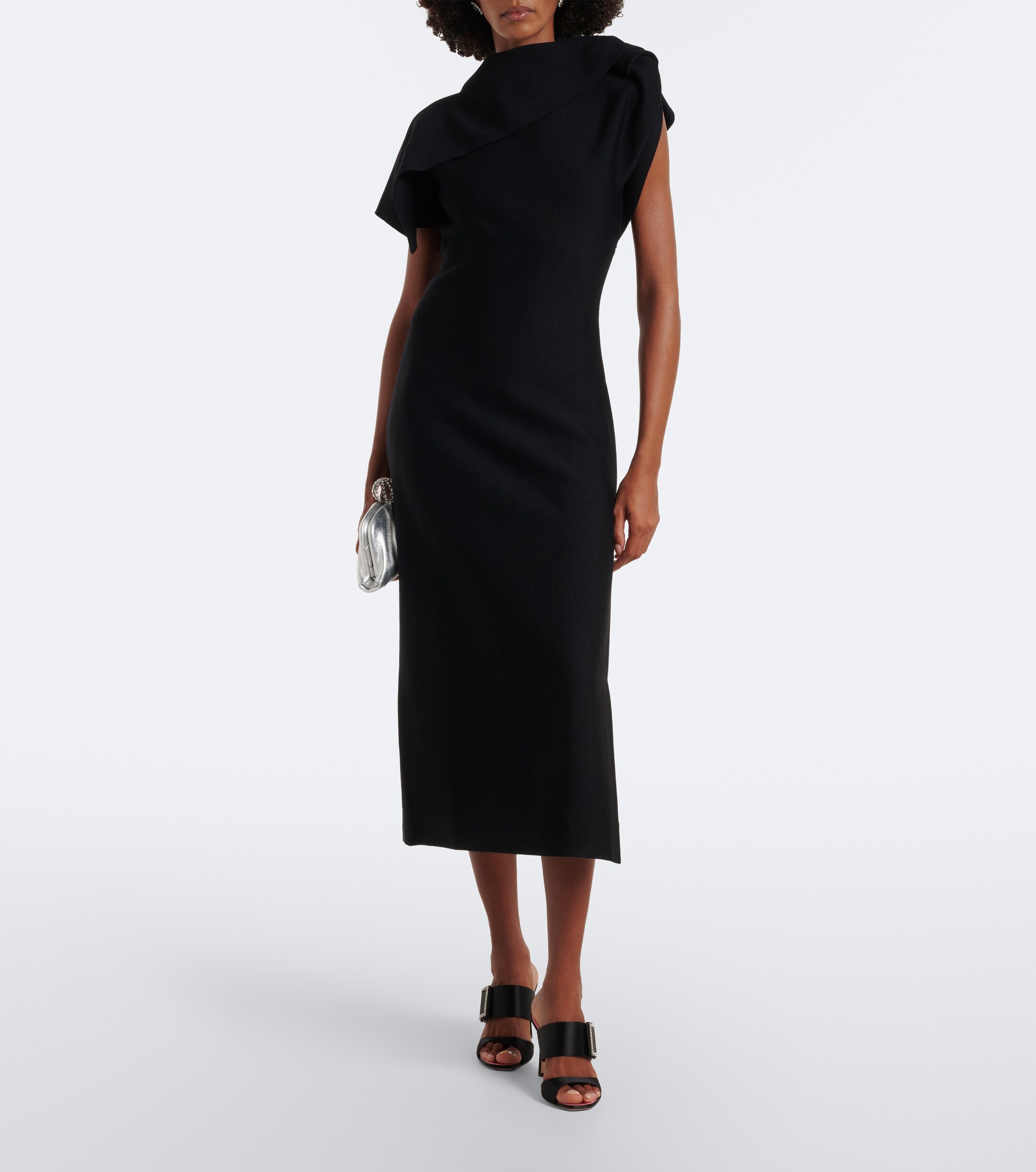 Oscar de la Renta Oscar de la Renta Draped wool-blend midi dress