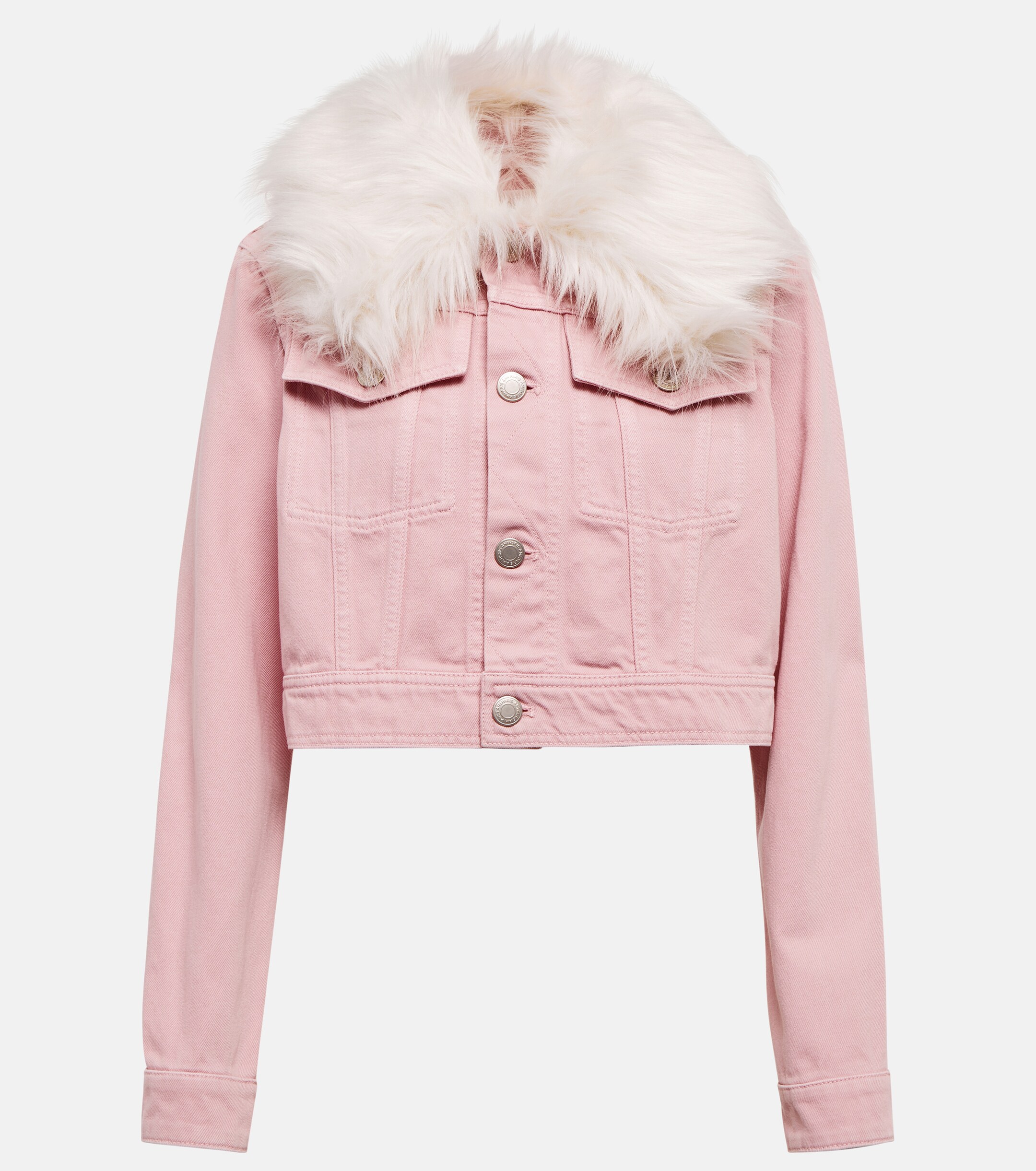 Ami Paris - Faux fur-trimmed denim jacket | Plush