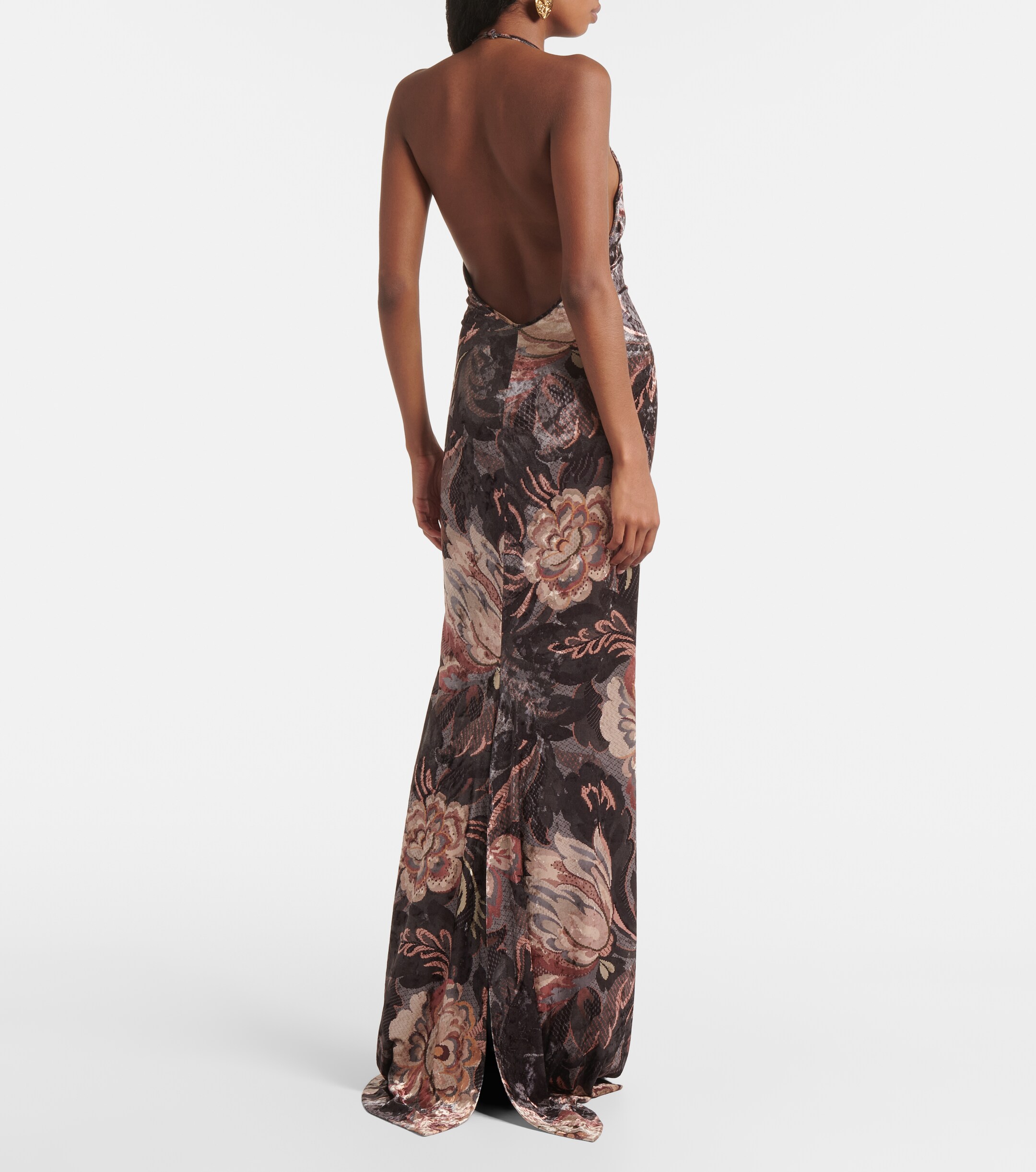 Etro Floral halterneck velvet gown