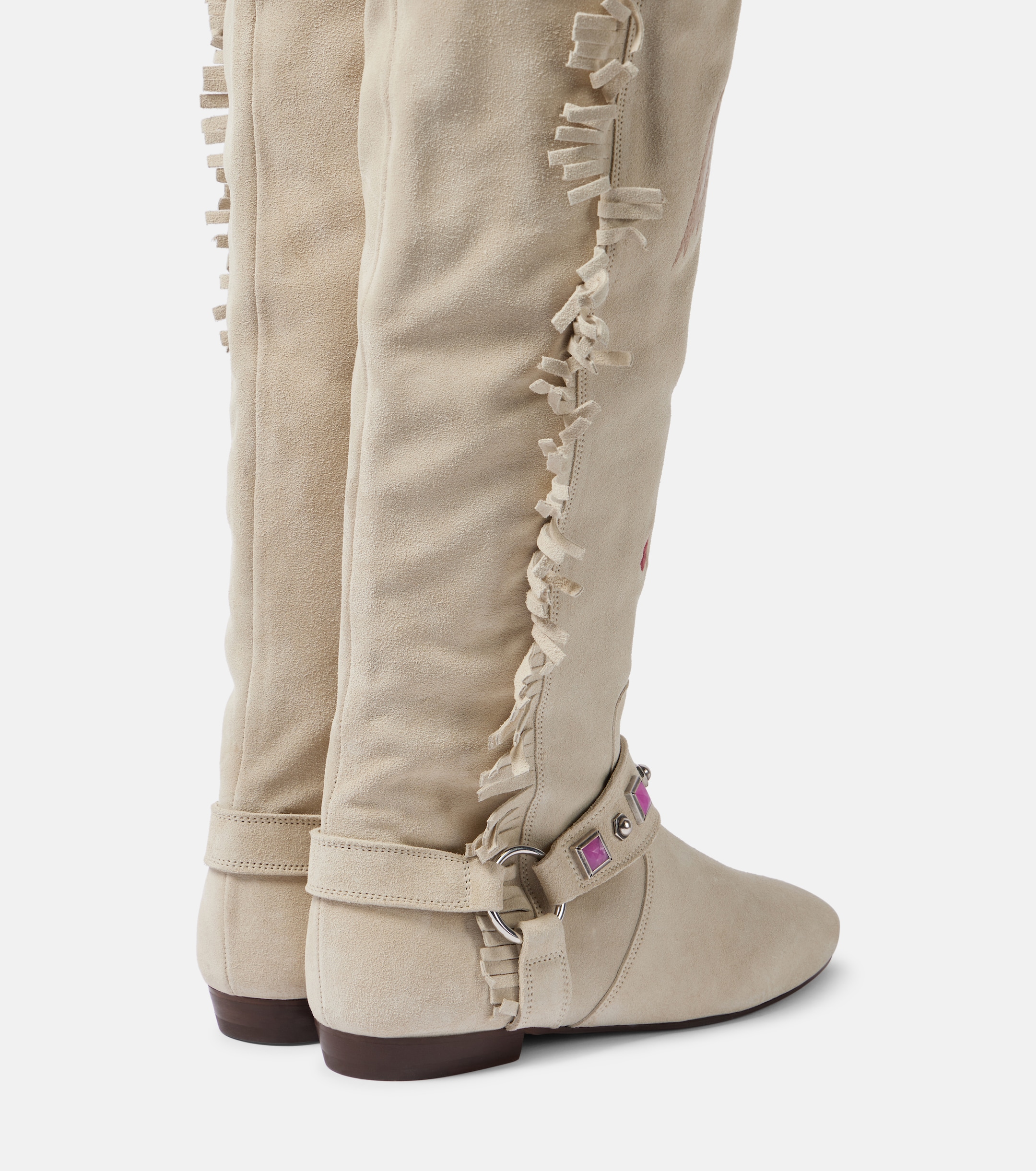 Isabel Marant Soksa embroidered suede knee-high boots