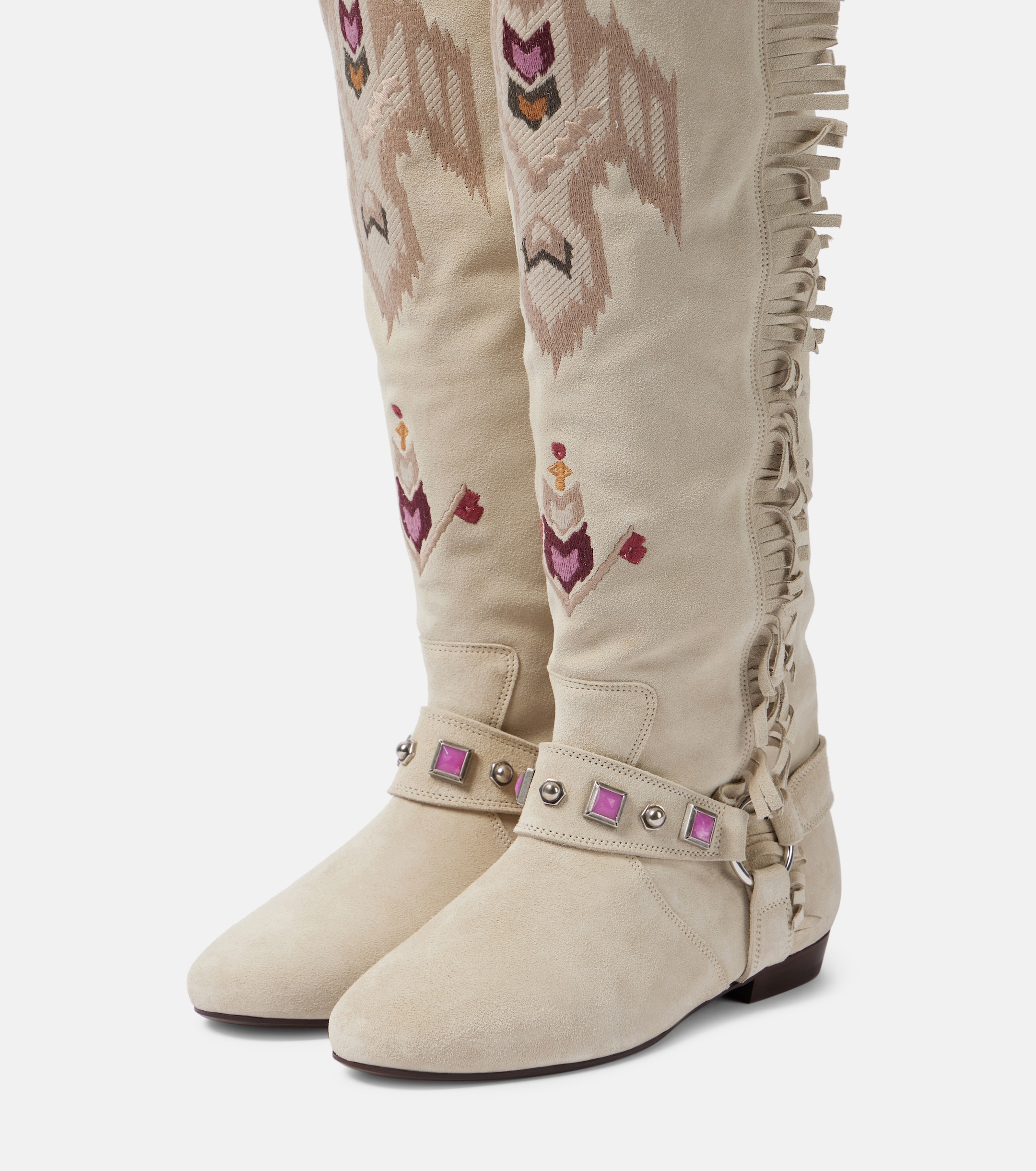 Isabel Marant Soksa embroidered suede knee-high boots