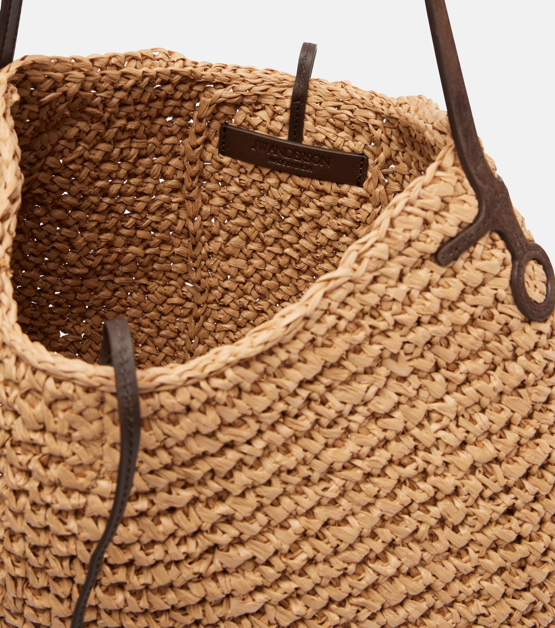 Jw Anderson Bulb XL leather-trimmed raffia shoulder bag