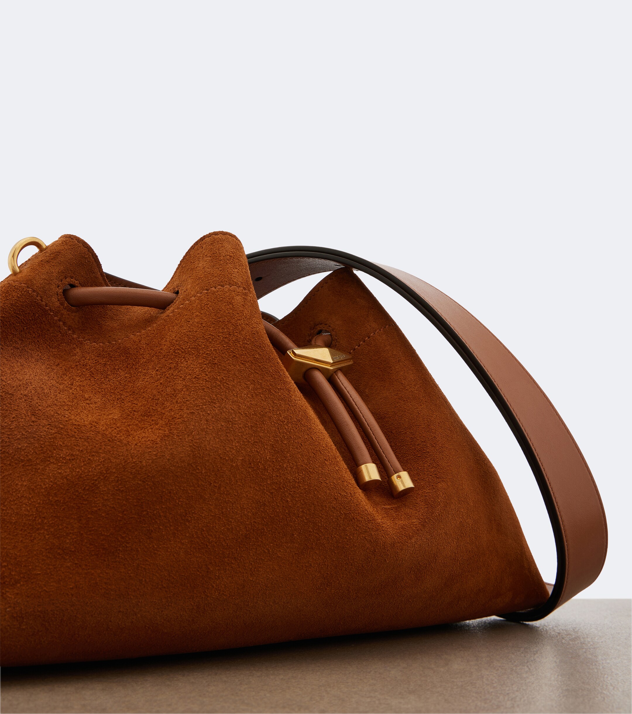 JIMMY CHOO Cinch Medium beaded suede bucket bag
