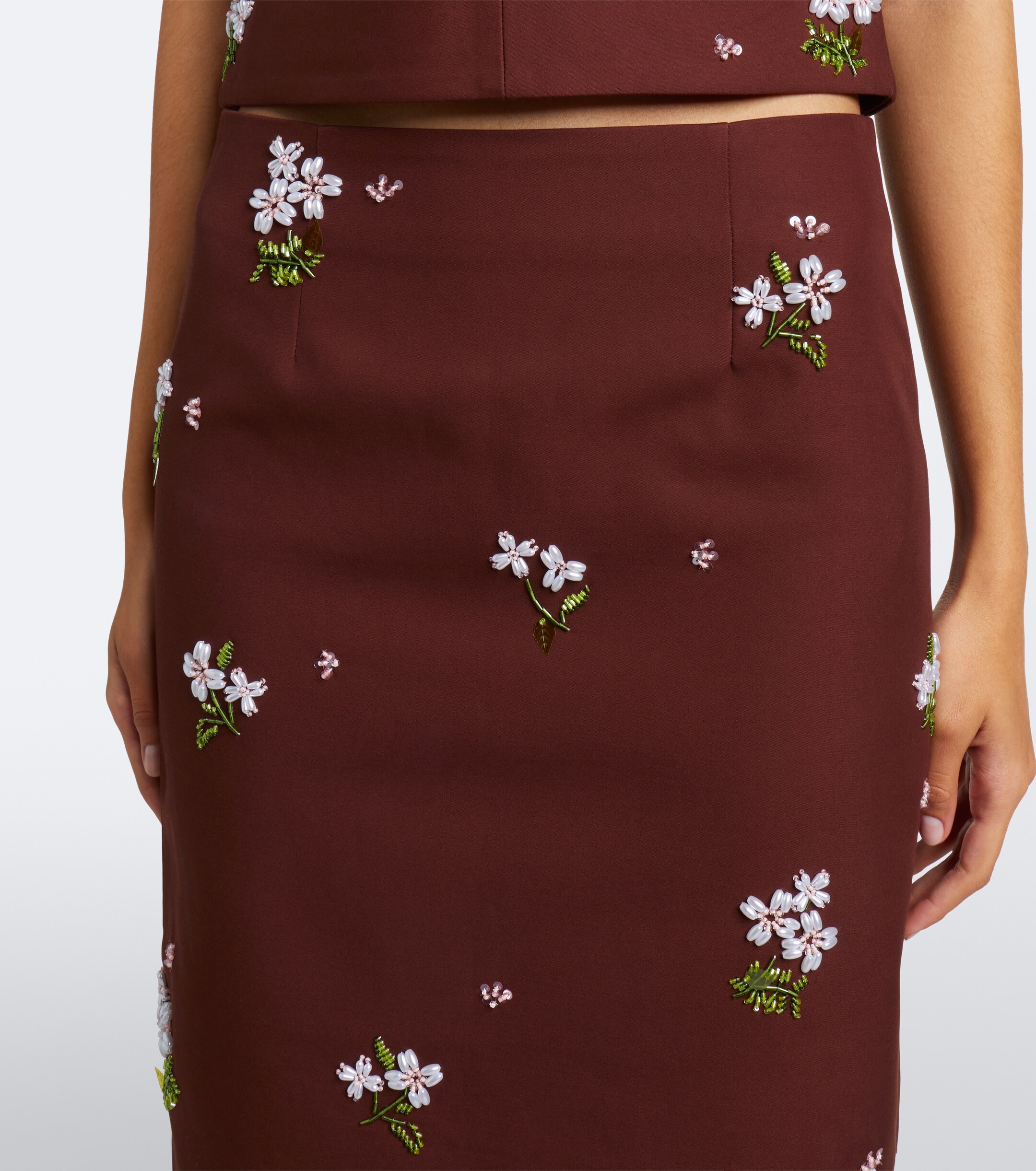 SHUSHU/TONG Shushu/Tong Embellished cotton pencil skirt