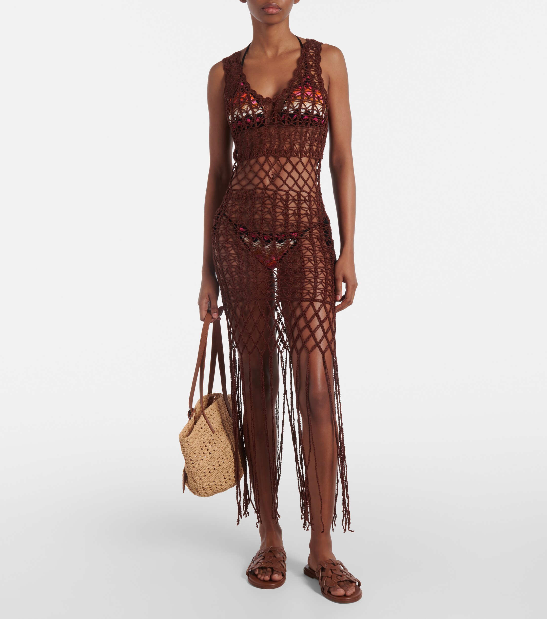 Anna Kosturova Anna Kosturova Fringed cotton minidress