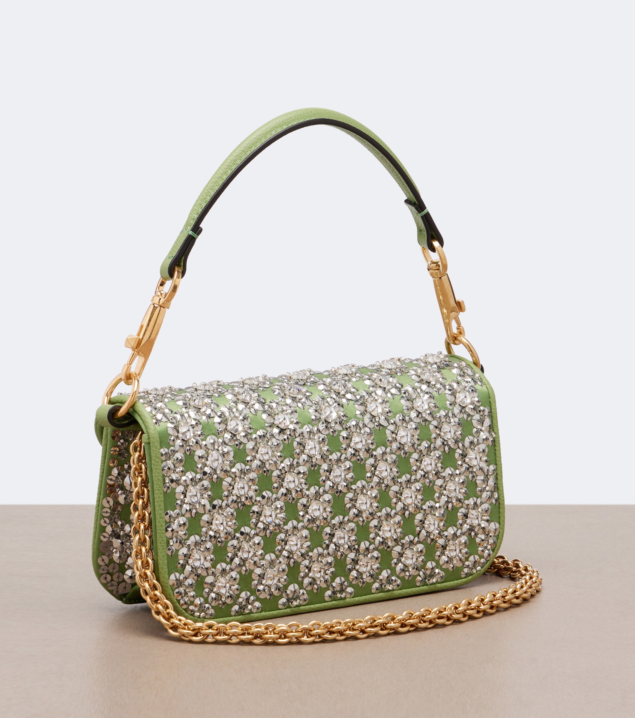 Valentino Garavani Locò Small embellished satin shoulder bag thumbnail