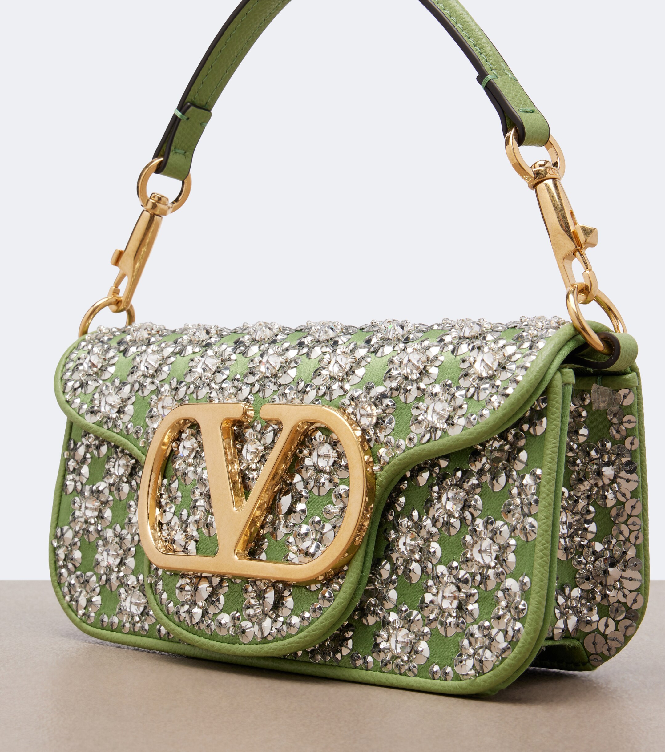 Valentino Garavani Locò Small embellished satin shoulder bag thumbnail