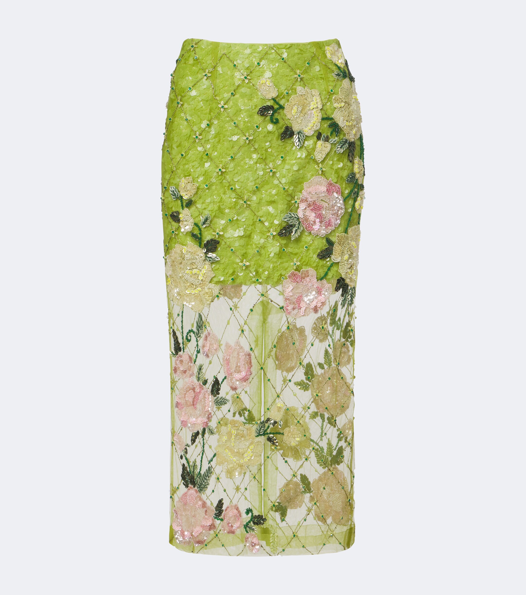 LA FUORI Là Fuori Rose Geo Garden embellished midi skirt