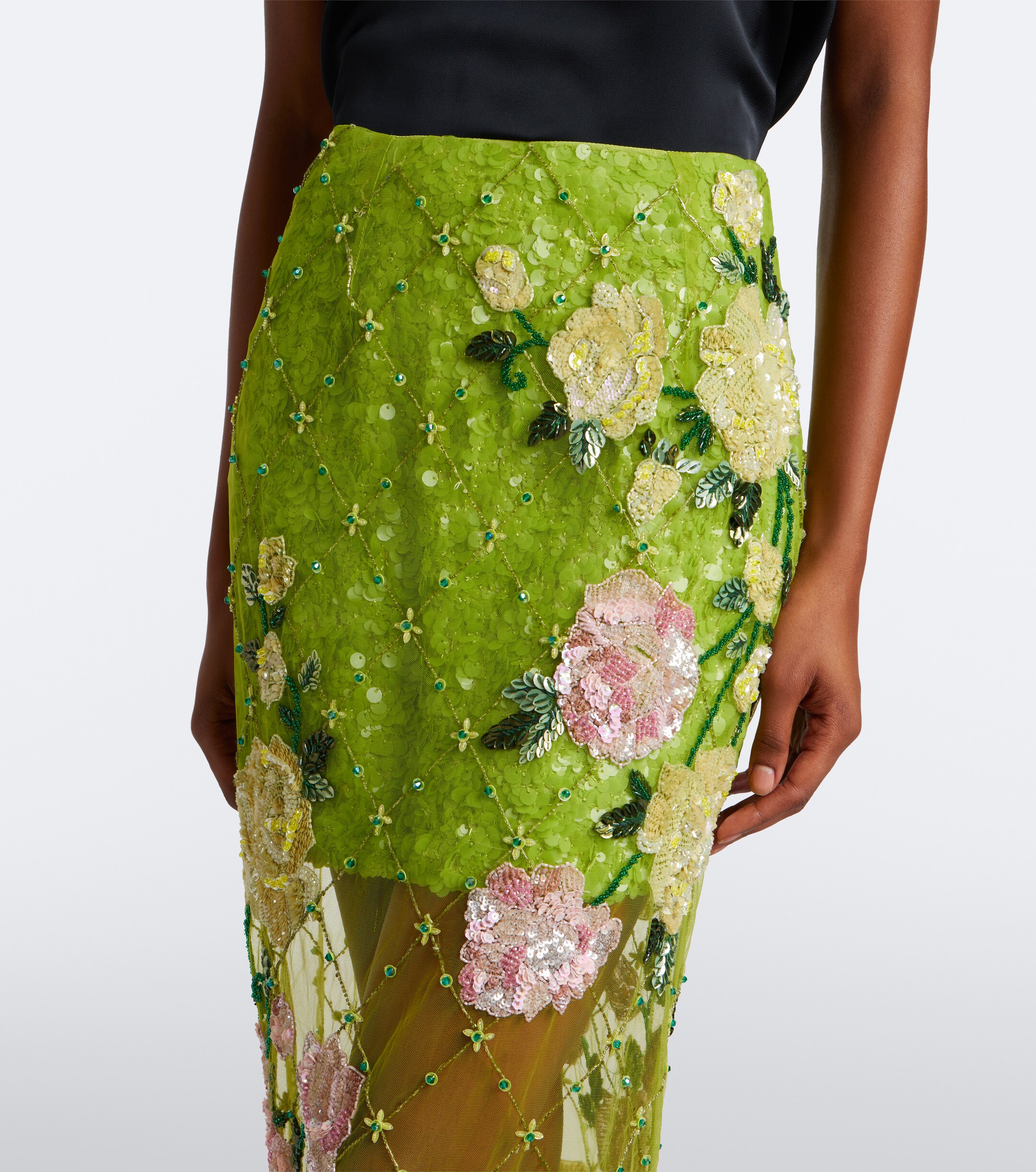 LA FUORI Là Fuori Rose Geo Garden embellished midi skirt