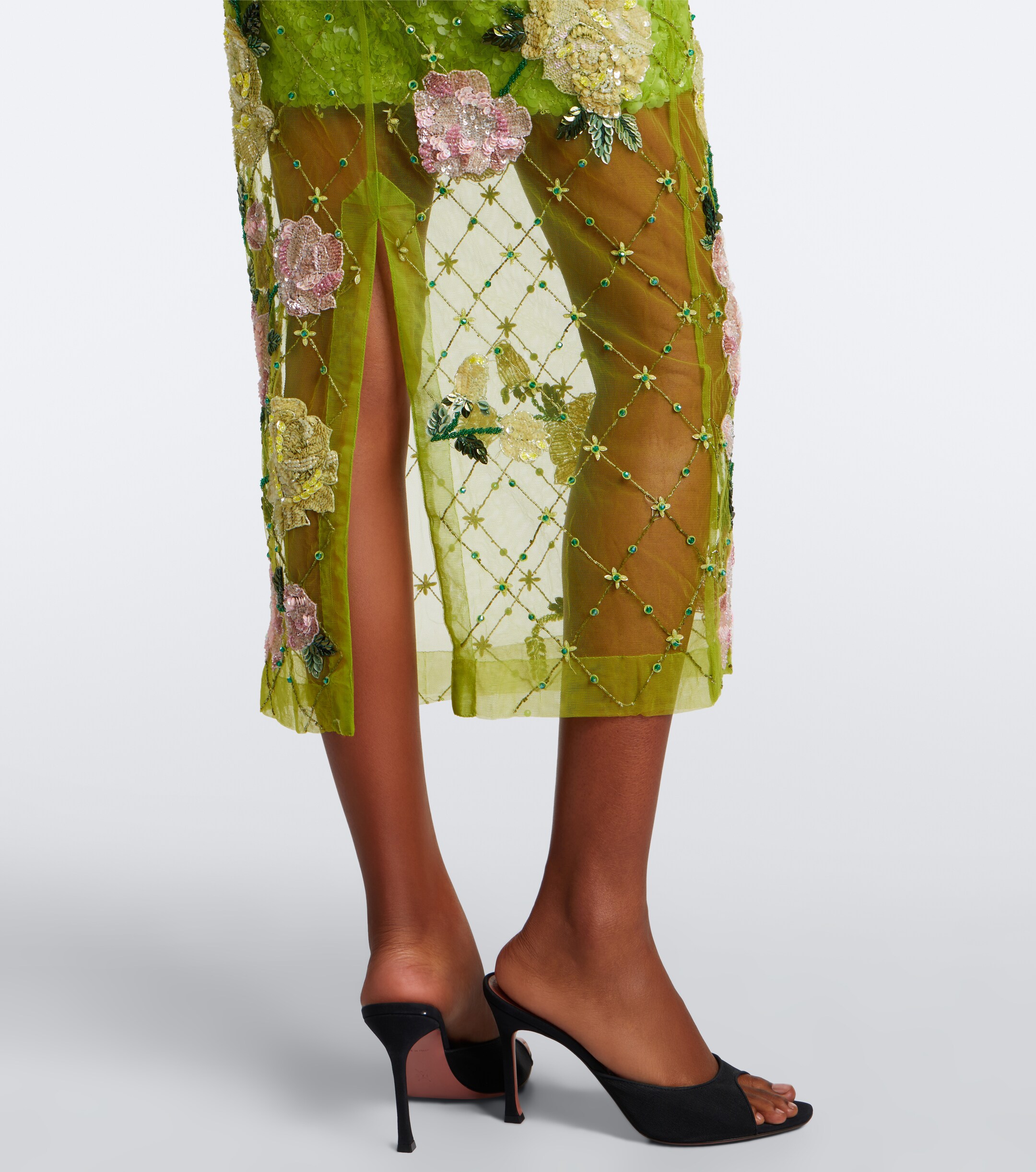 LA FUORI Là Fuori Rose Geo Garden embellished midi skirt