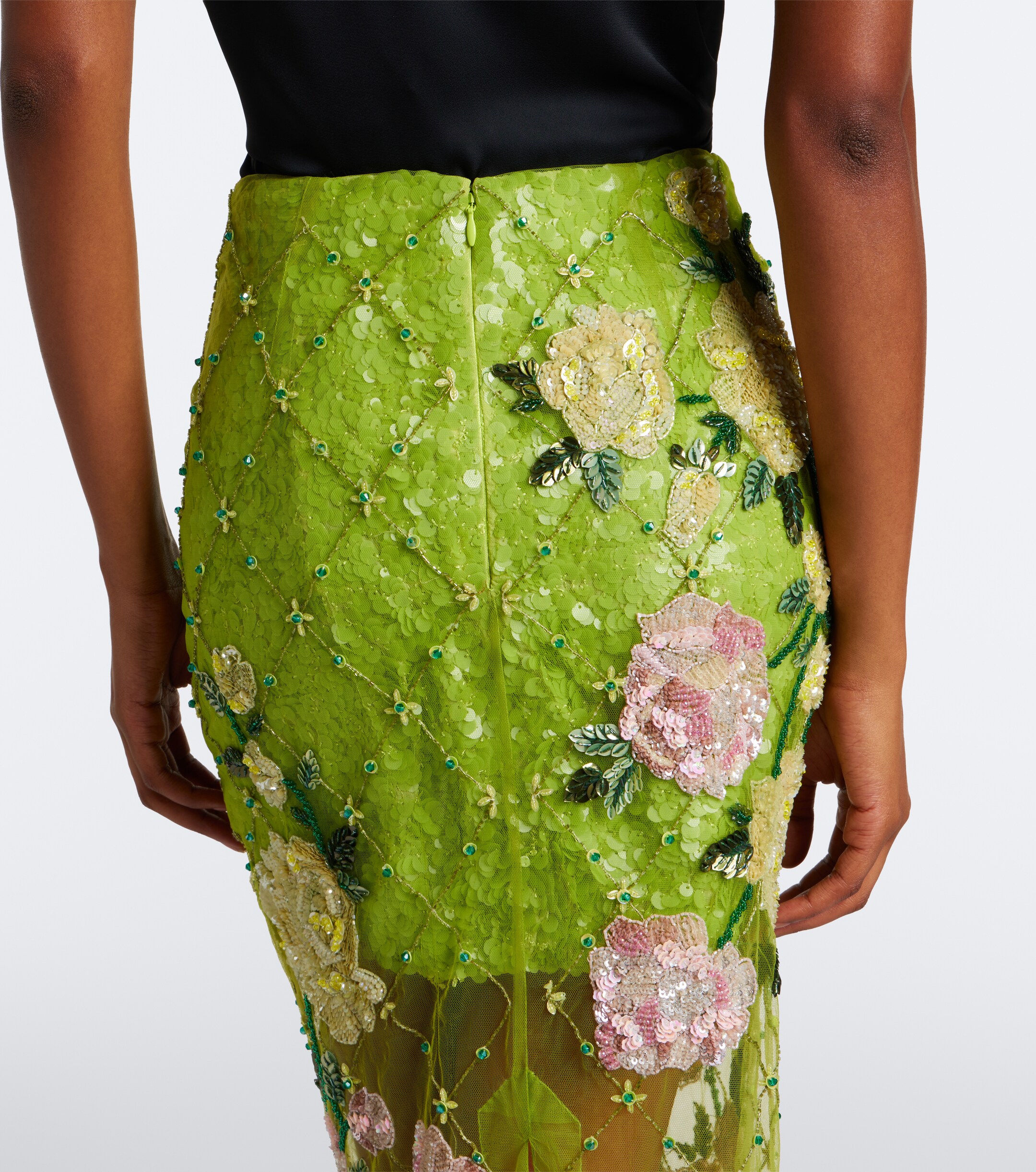 LA FUORI Là Fuori Rose Geo Garden embellished midi skirt