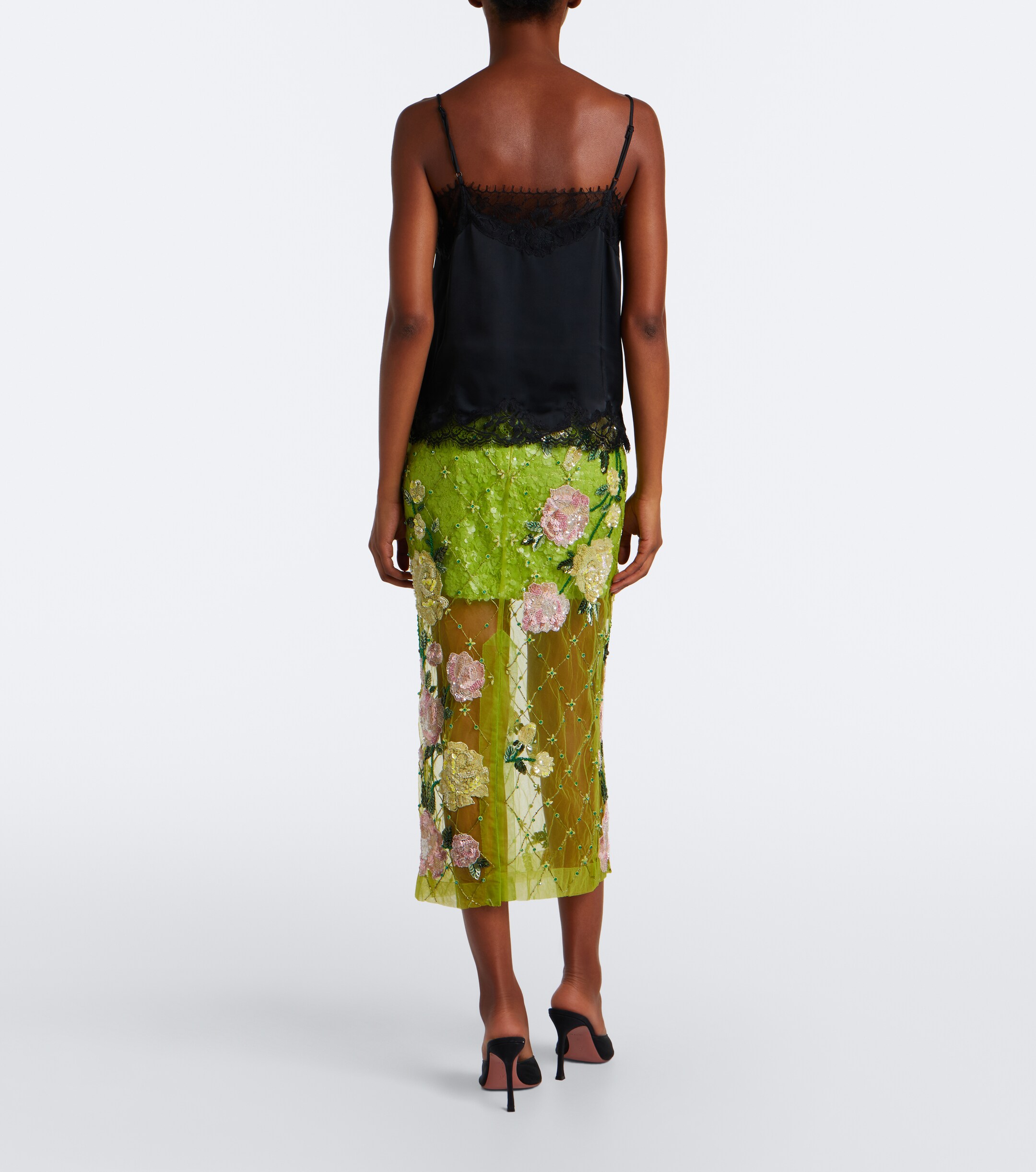 LA FUORI Là Fuori Rose Geo Garden embellished midi skirt