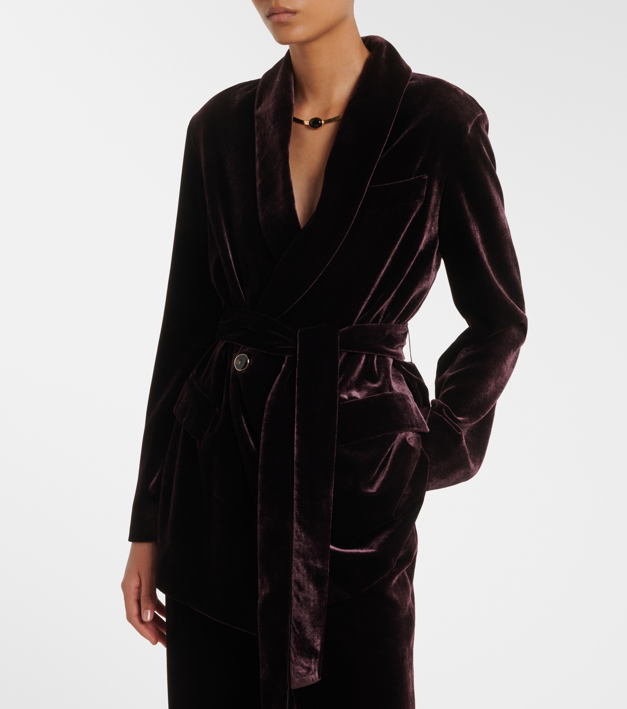 AGNONA Agnona Belted double-breasted velvet blazer