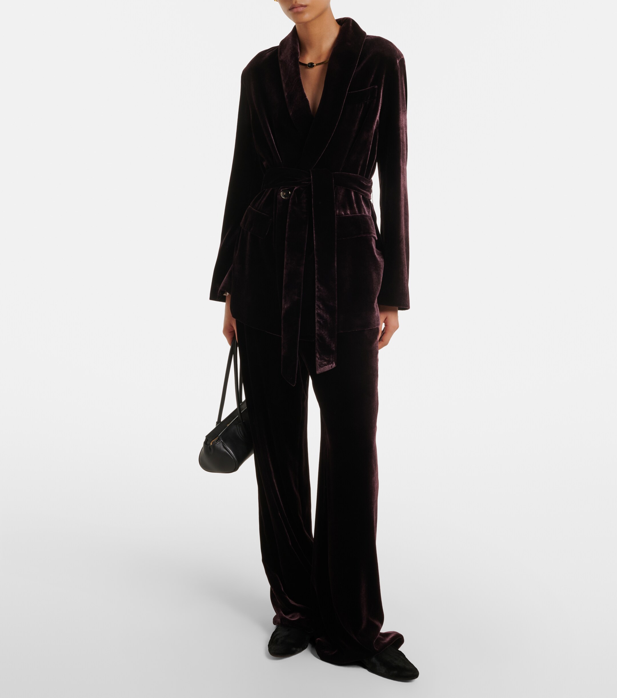 AGNONA Agnona Belted double-breasted velvet blazer