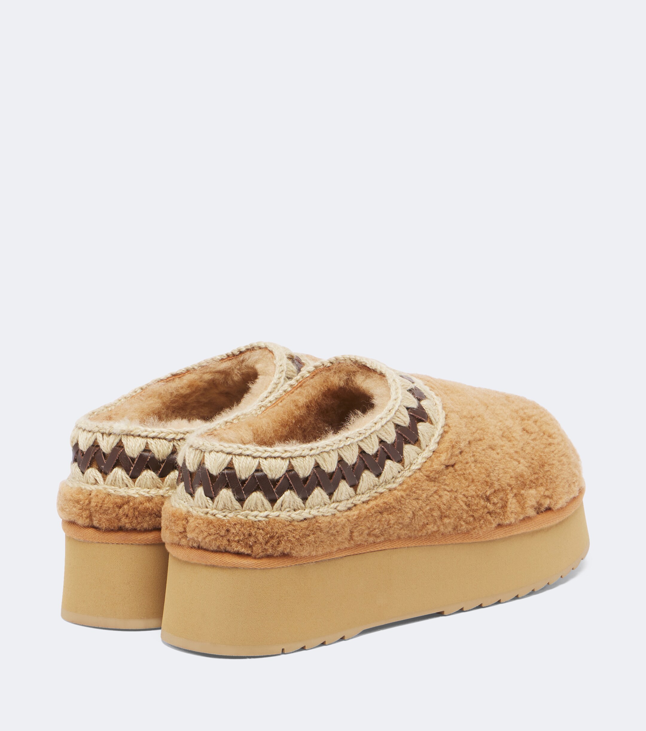 MOU Mou Shearling platform mules
