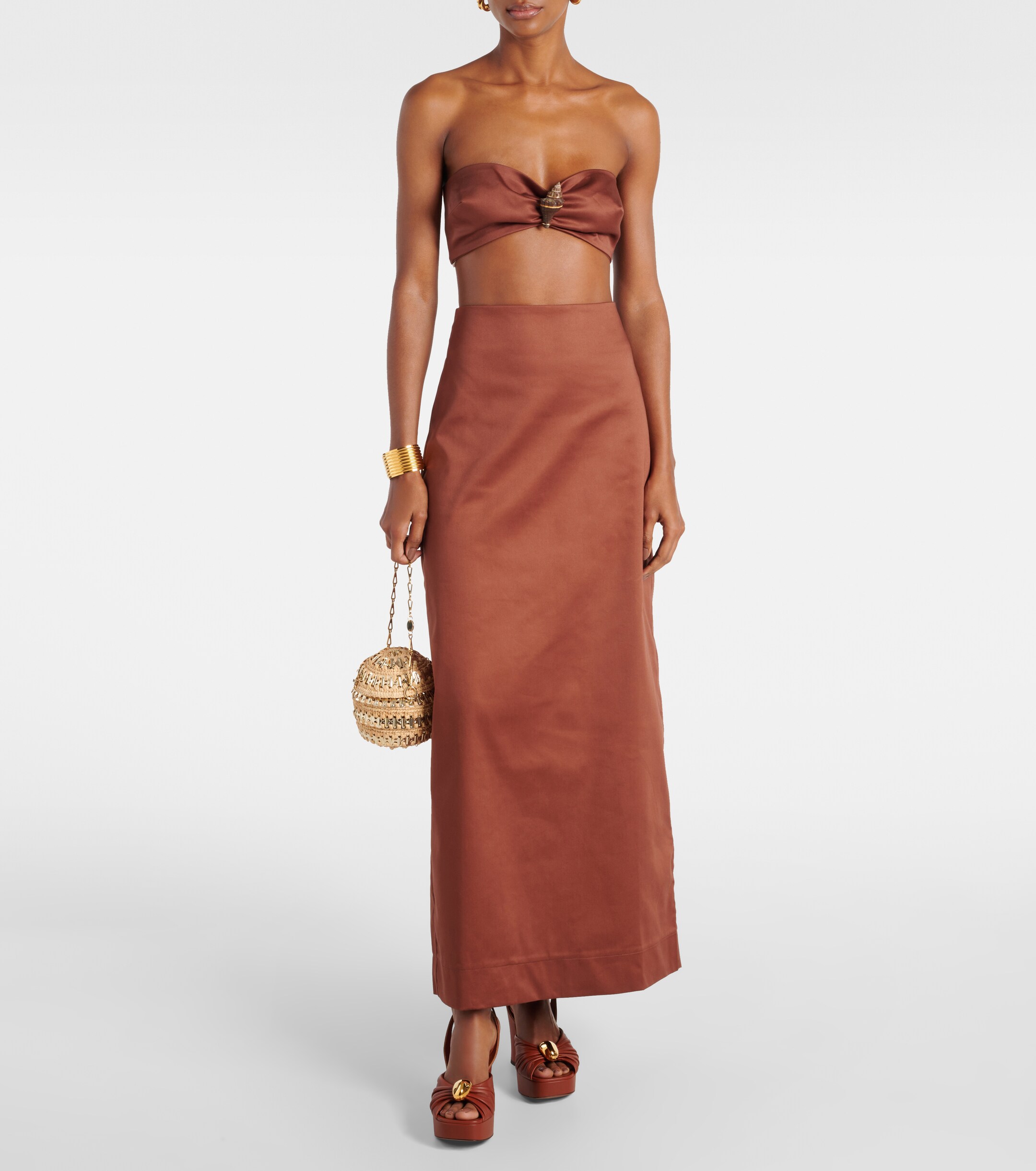 Adriana Degreas Shell-embellished cotton-blend bra top