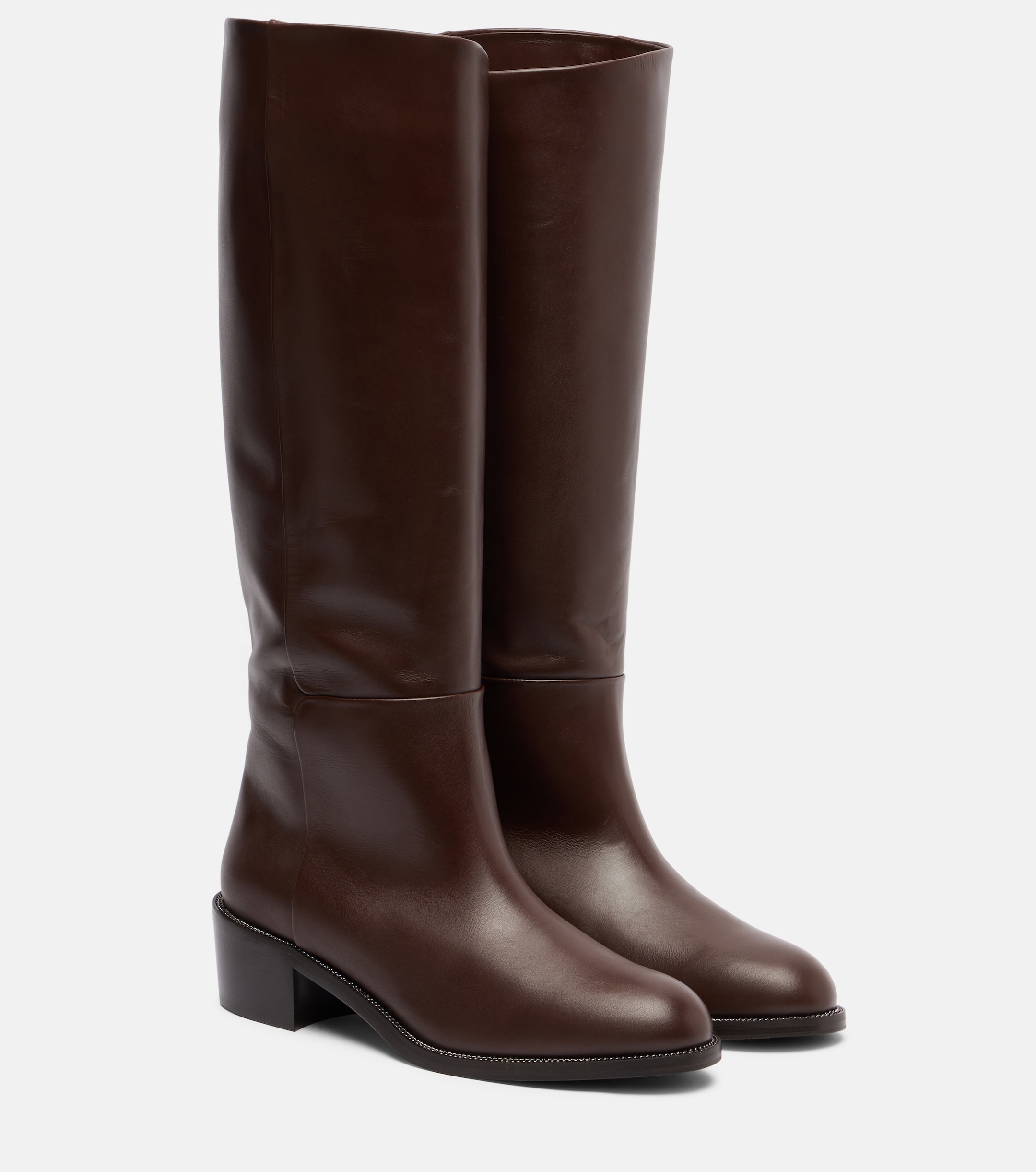 AQUAZZURA Sellier leather knee-high boots