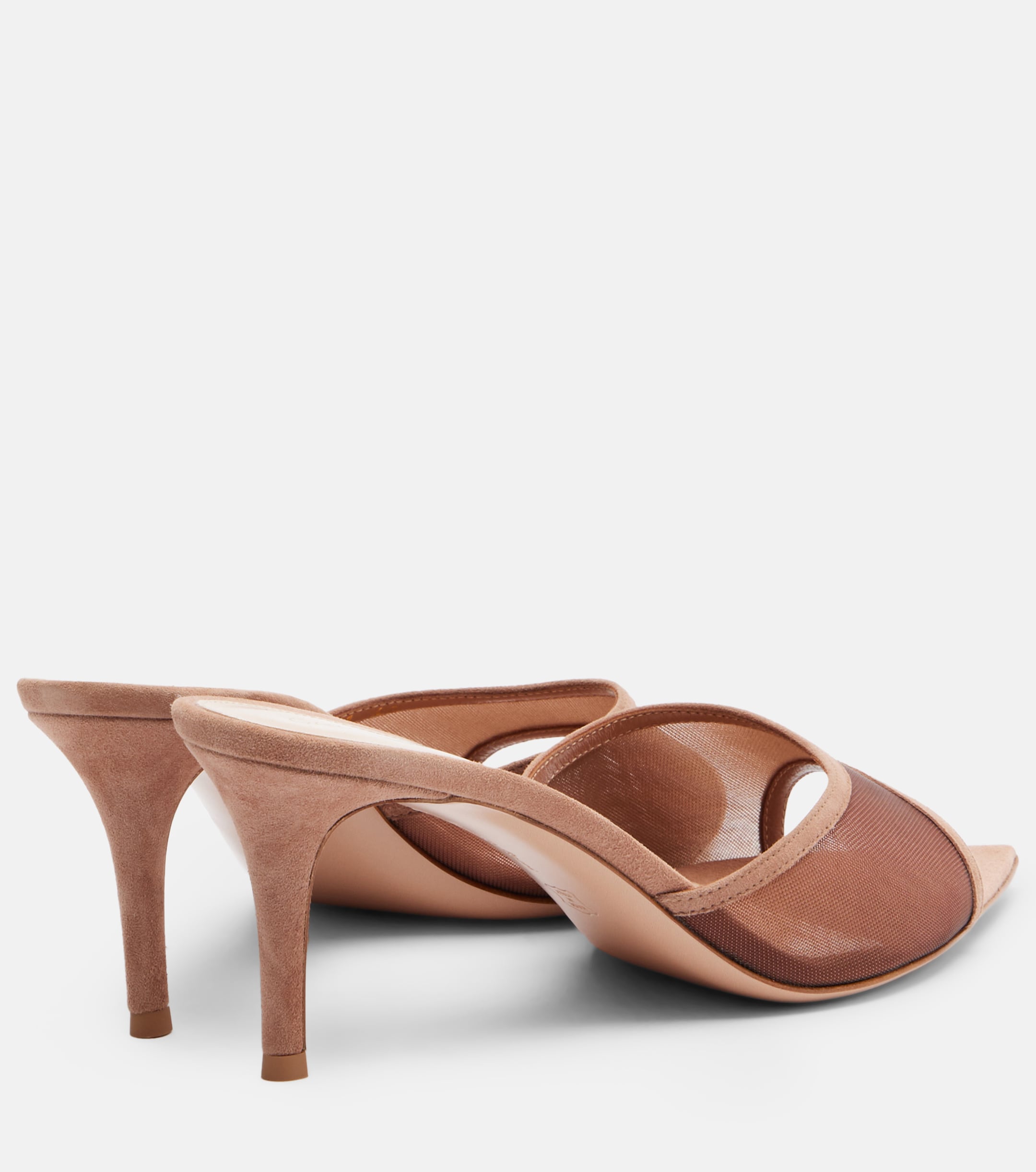 GIANVITO ROSSI Dorotea suede-trimmed mesh mules thumbnail