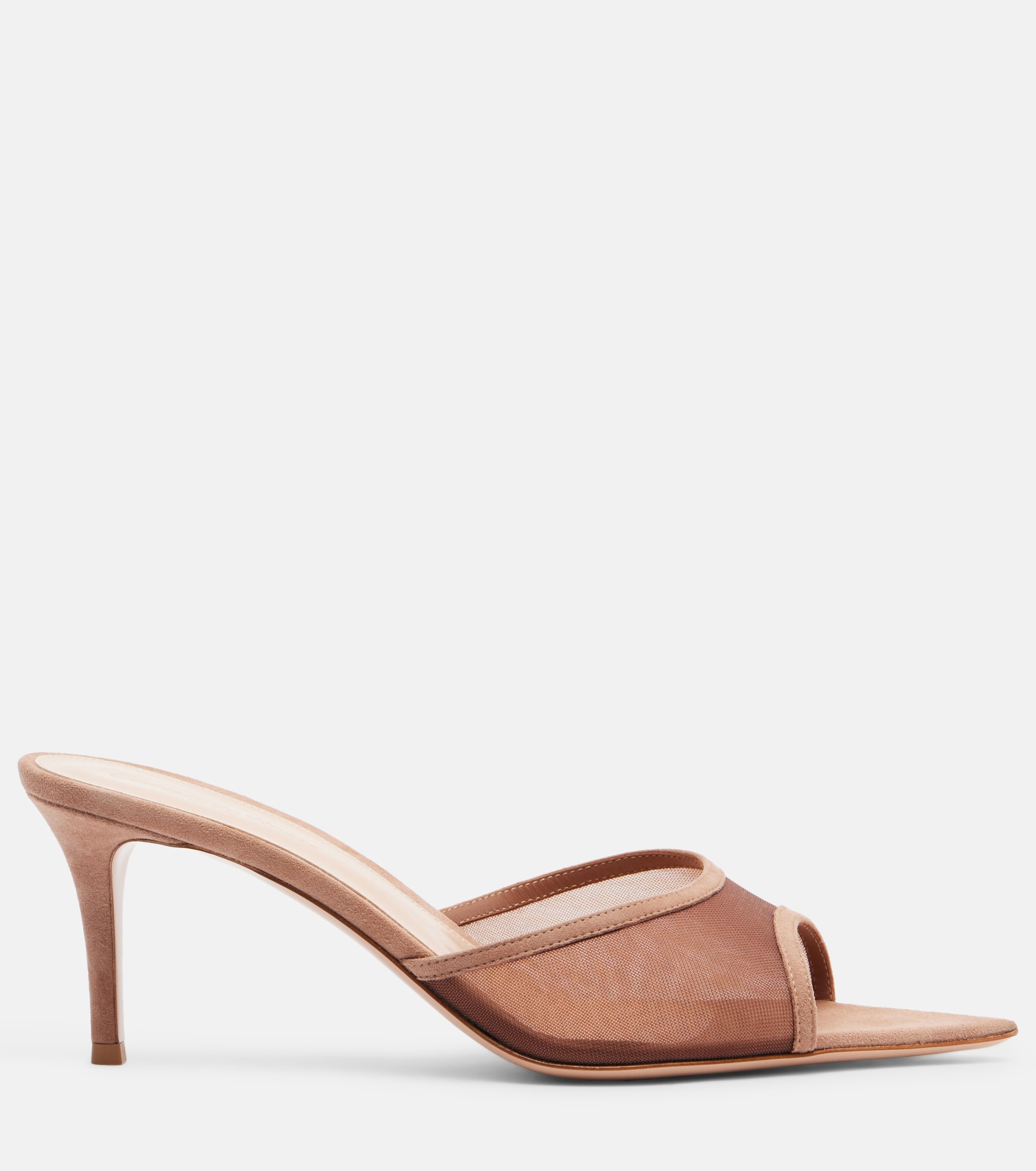 GIANVITO ROSSI Dorotea suede-trimmed mesh mules thumbnail