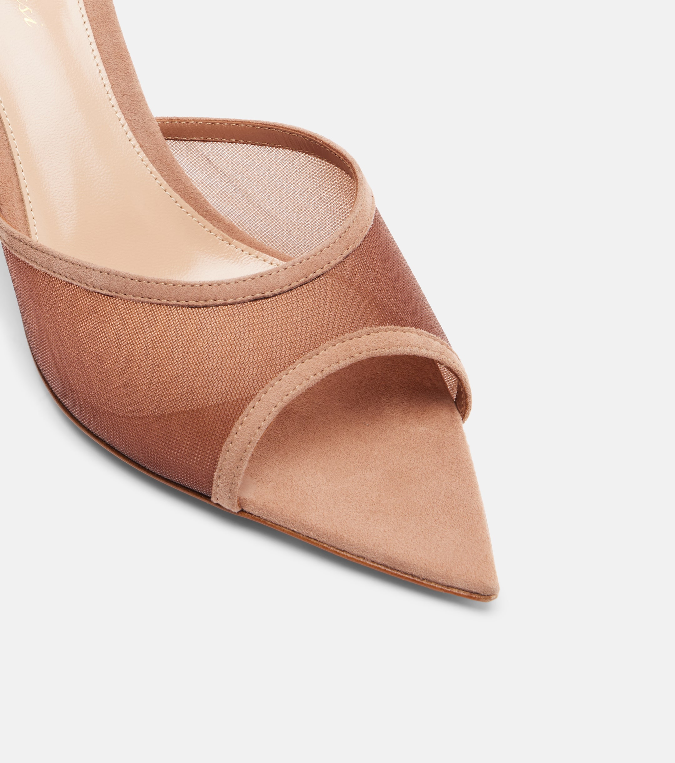 GIANVITO ROSSI Dorotea suede-trimmed mesh mules thumbnail