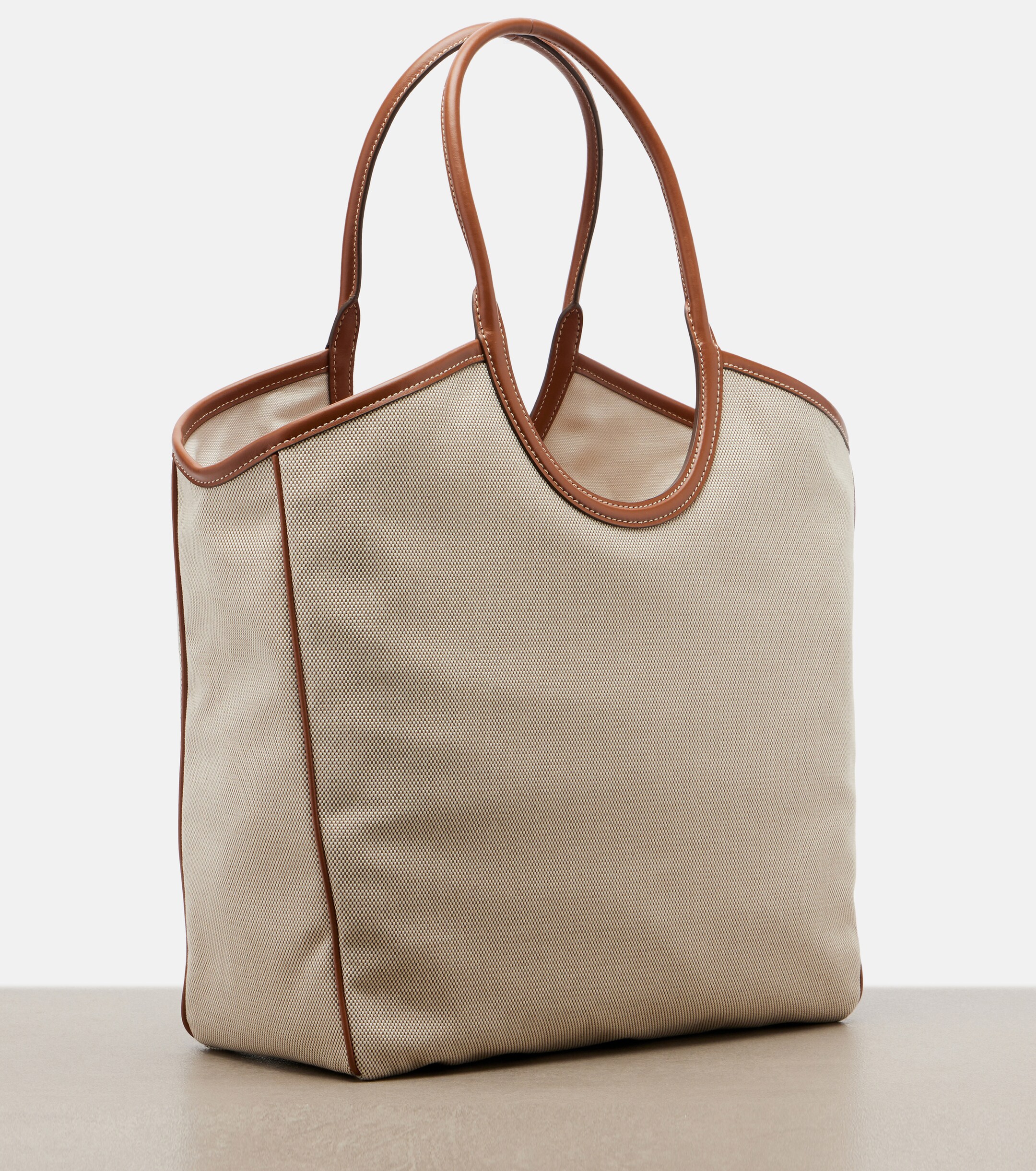 Miu Miu Ivy leather-trimmed canvas shopper