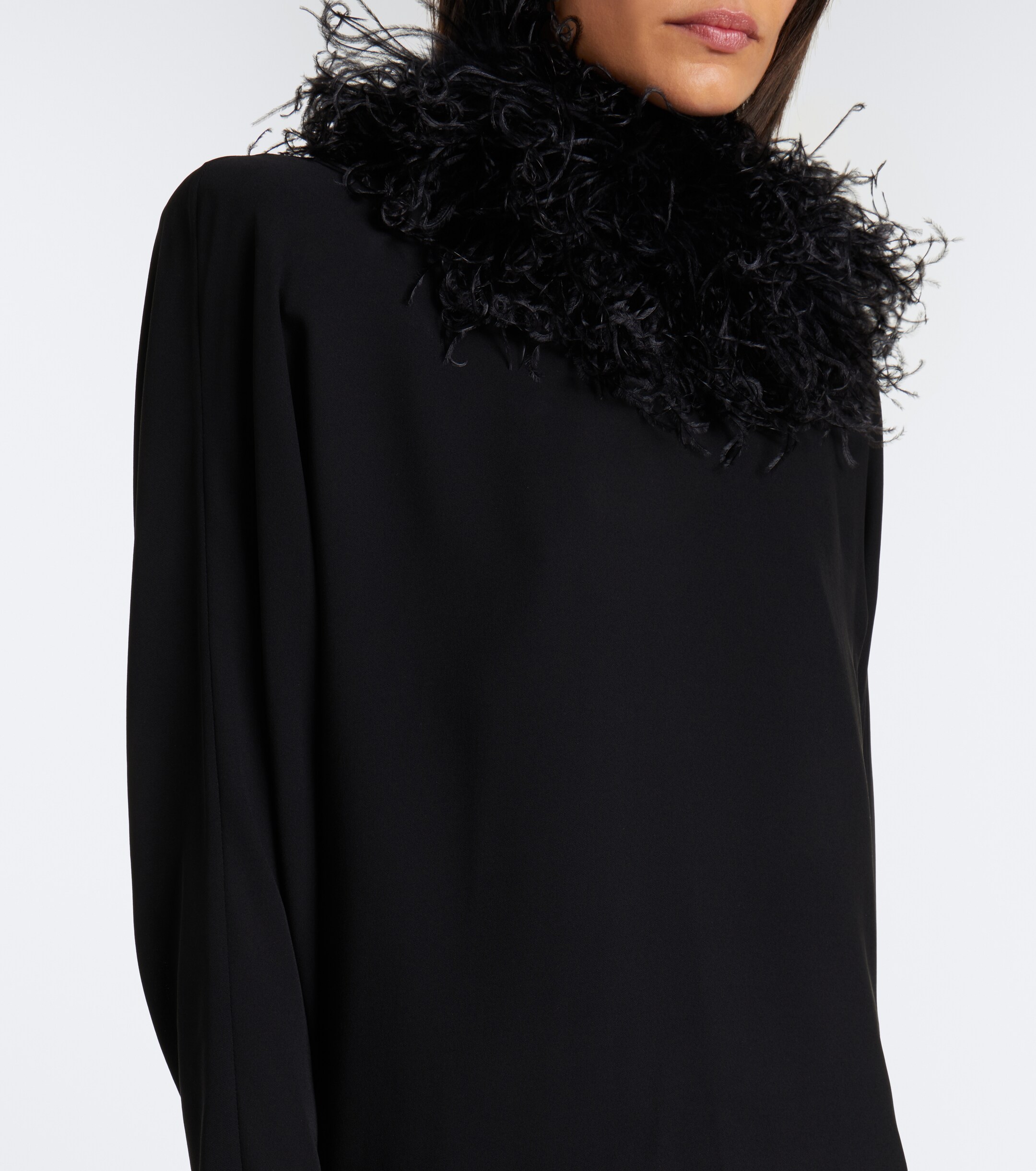 Valentino Garavani Valentino Garavani Feather-trimmed silk georgette minidress