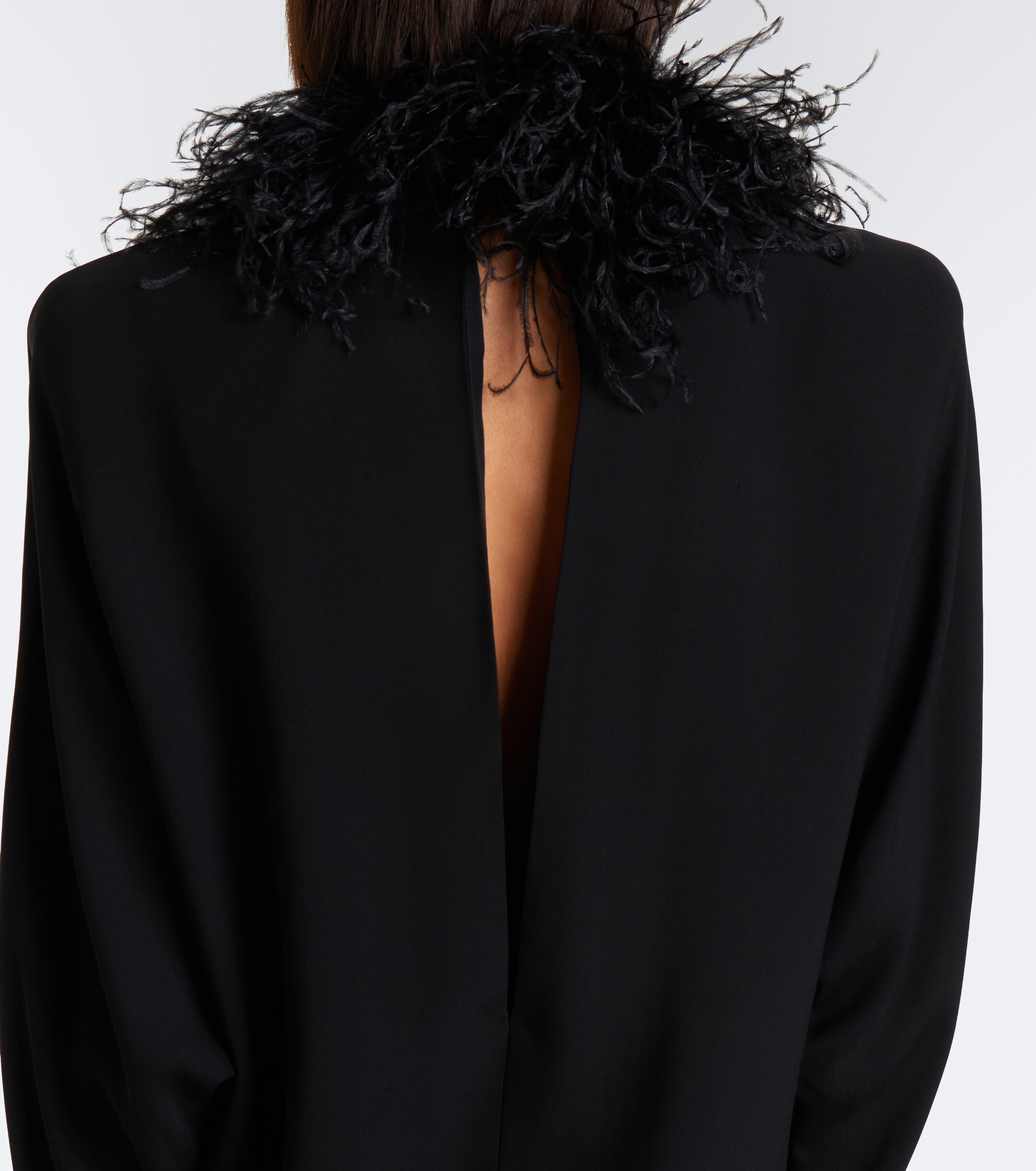 Valentino Garavani Valentino Garavani Feather-trimmed silk georgette minidress