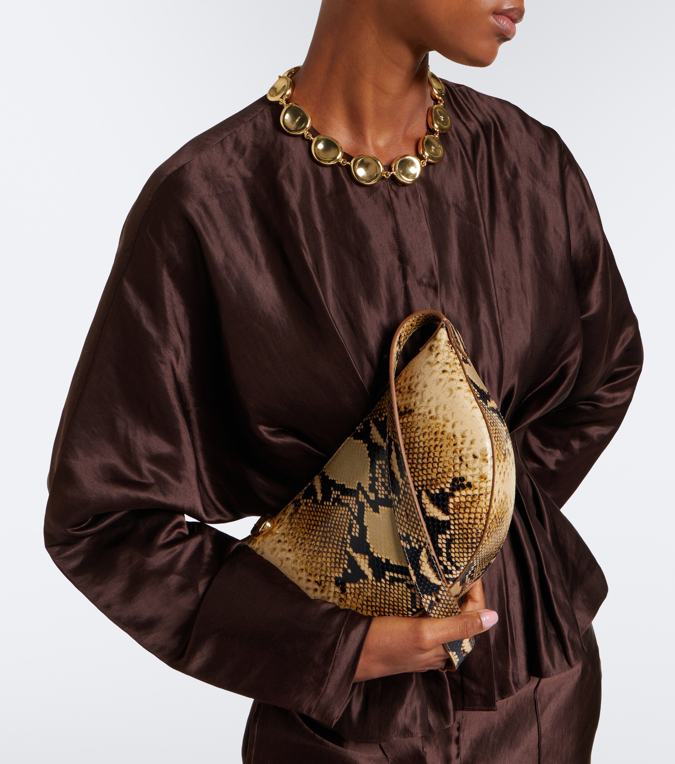 JOSEPH Bean snake-effect leather shoulder bag