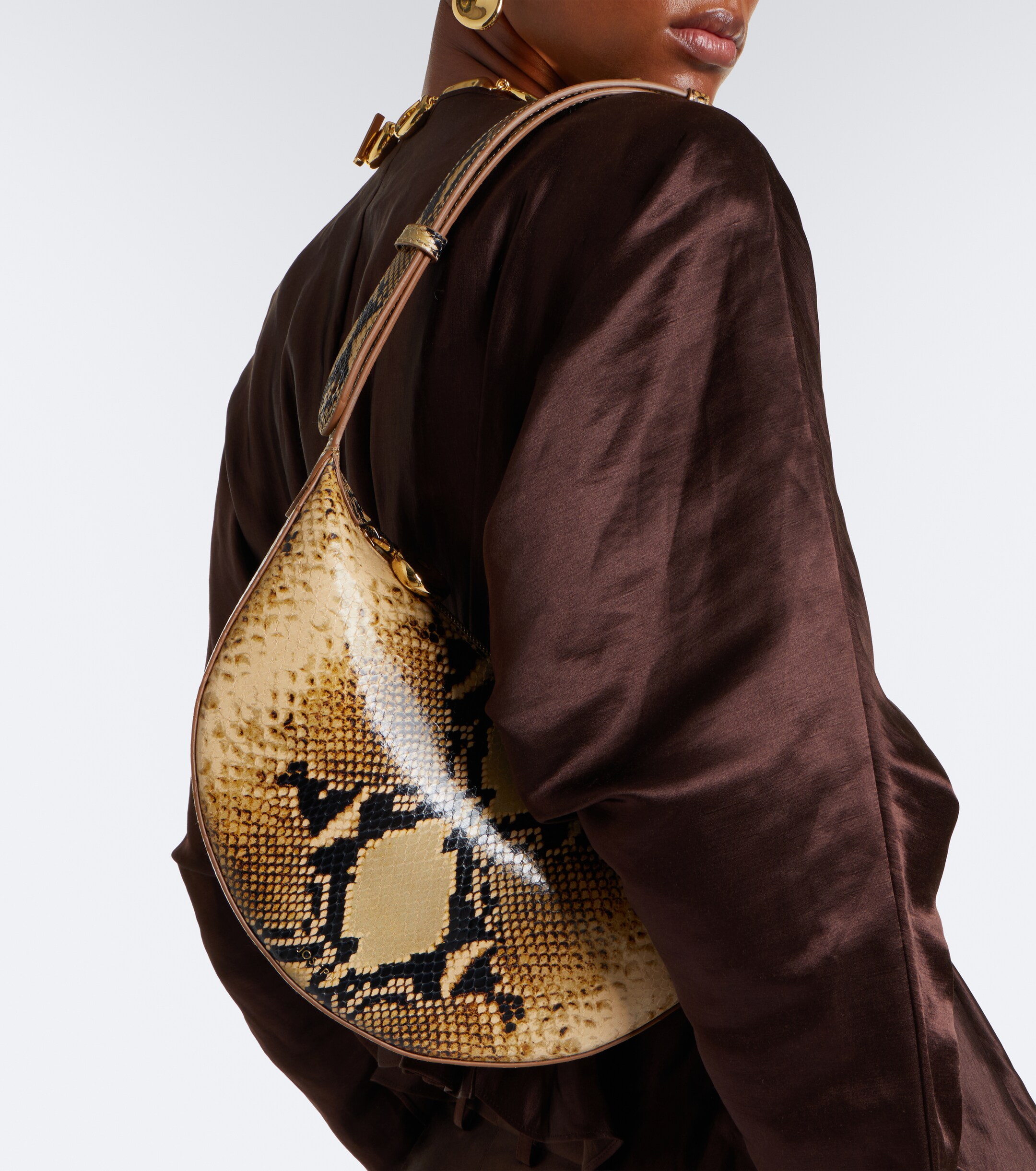 JOSEPH Bean snake-effect leather shoulder bag