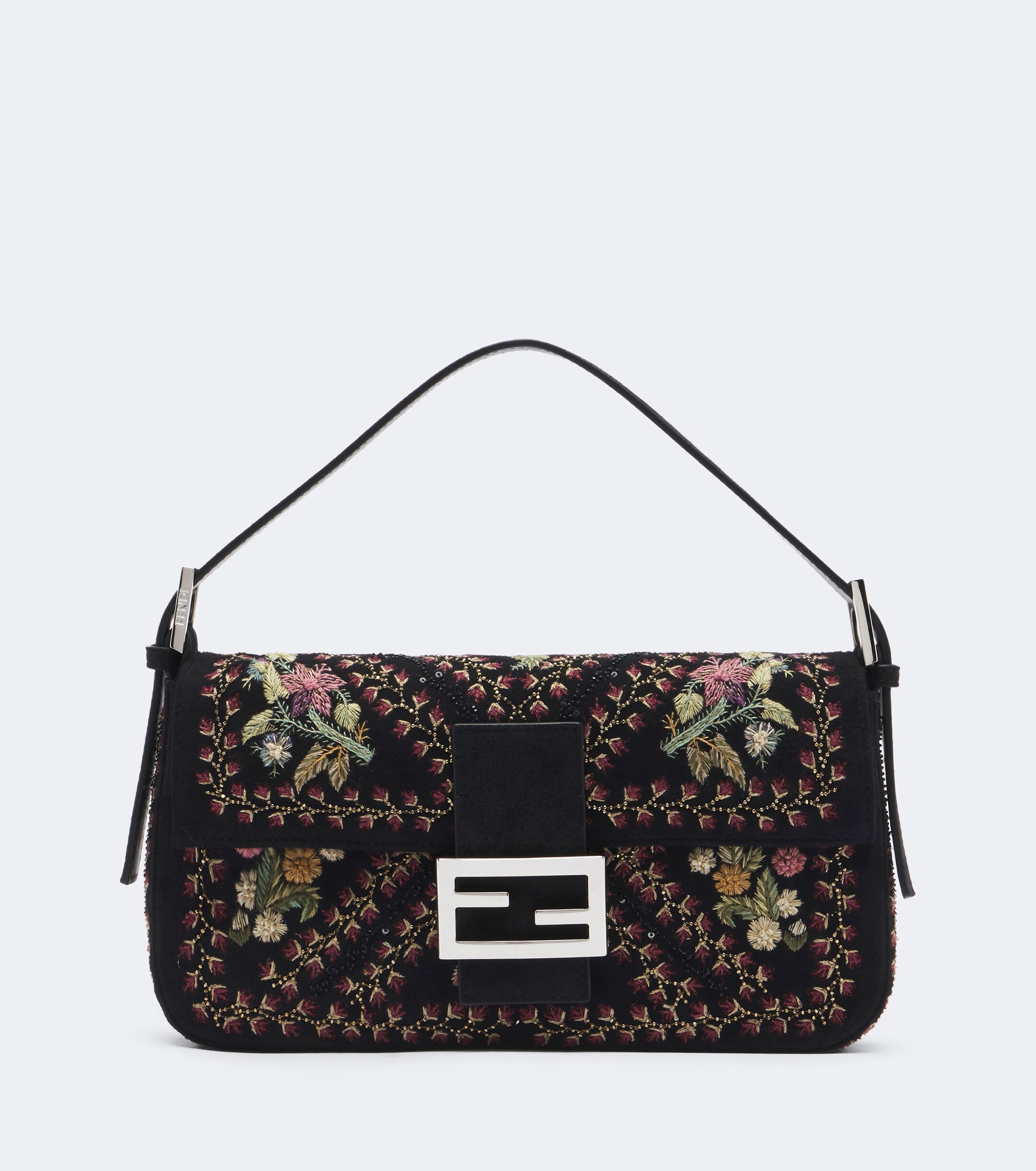 Fendi Fendi Baguette 26424 floral suede shoulder bag