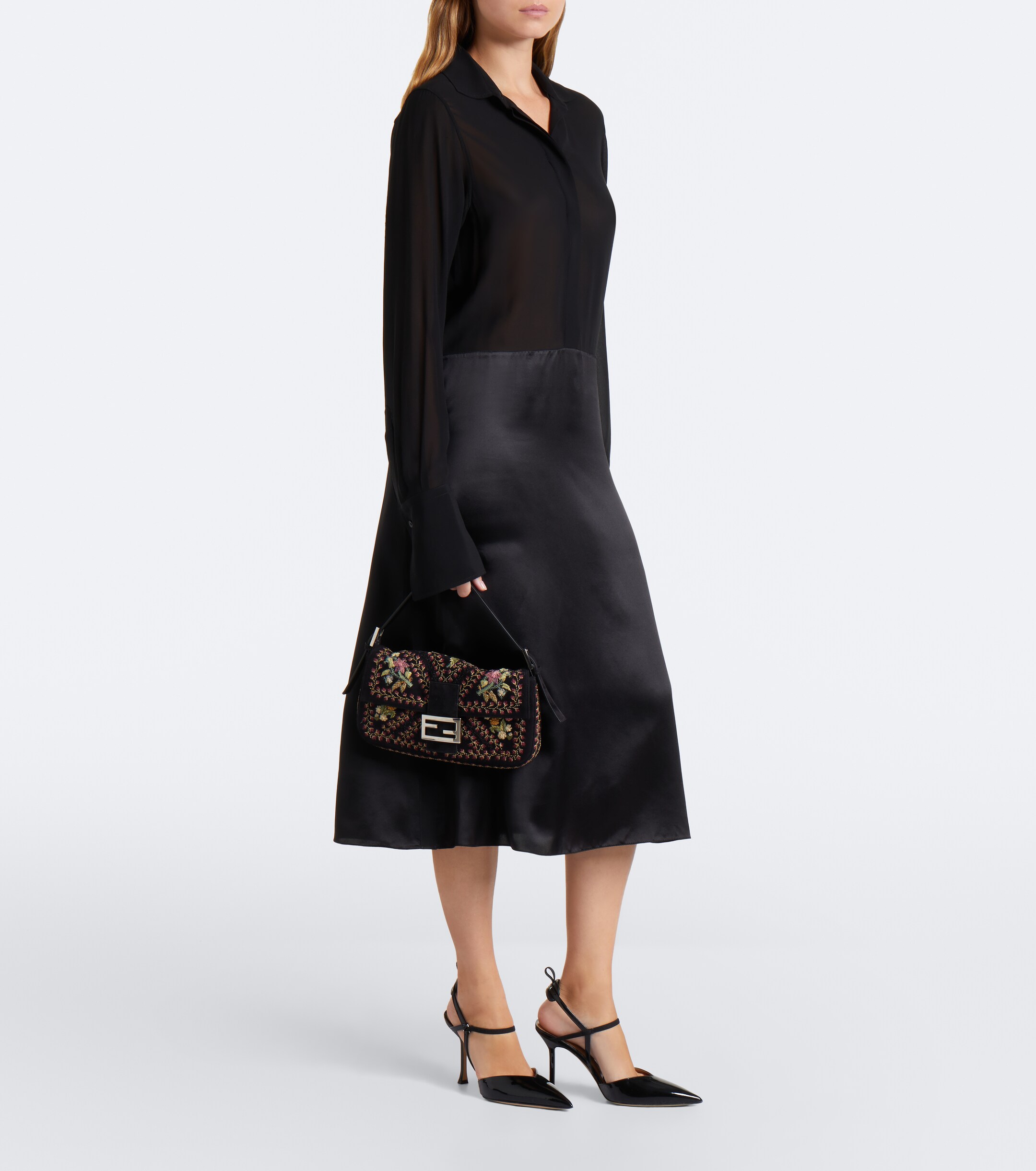 Fendi Fendi Baguette 26424 floral suede shoulder bag