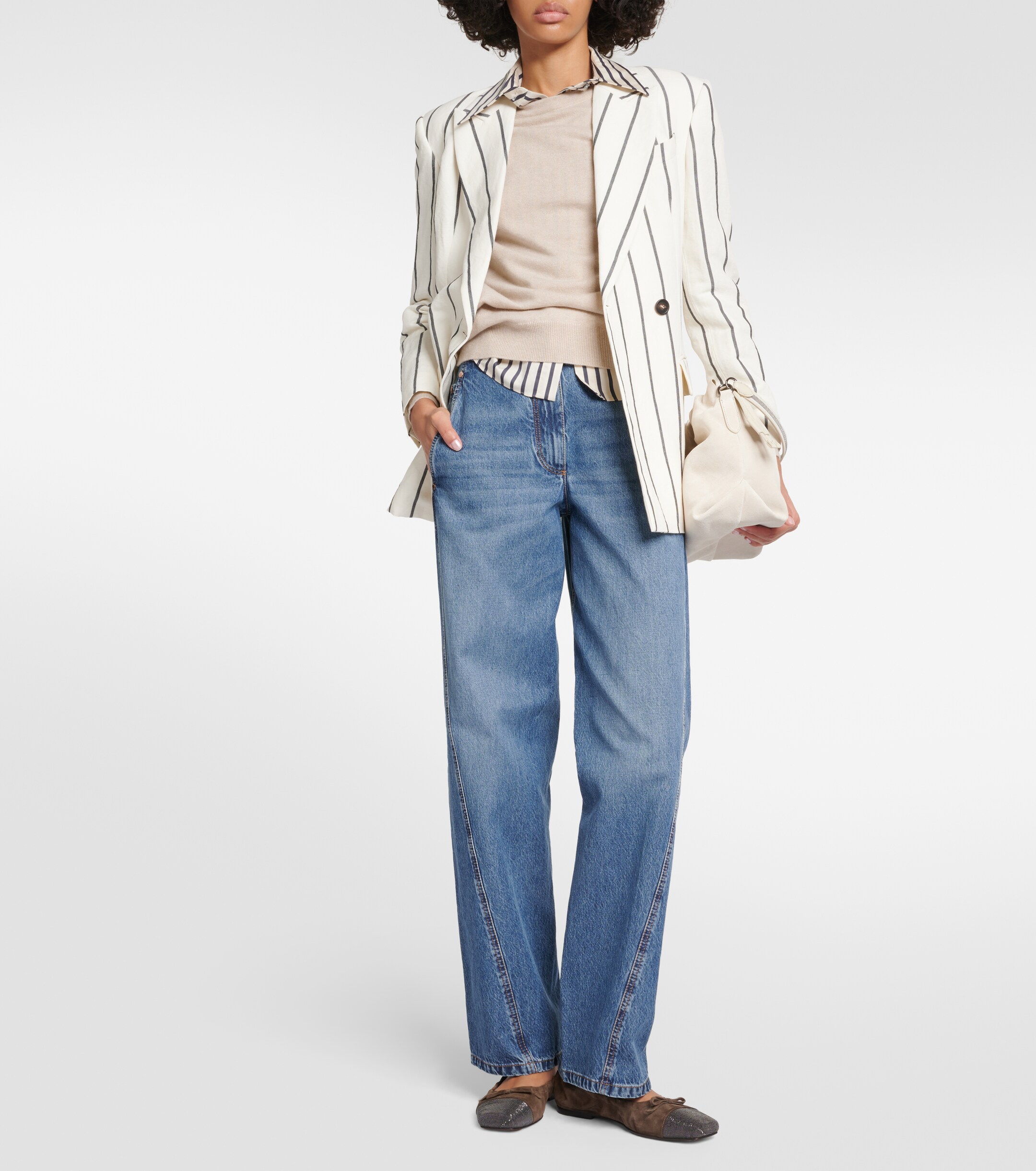 Brunello Cucinelli Embellished suede ballet flats thumbnail