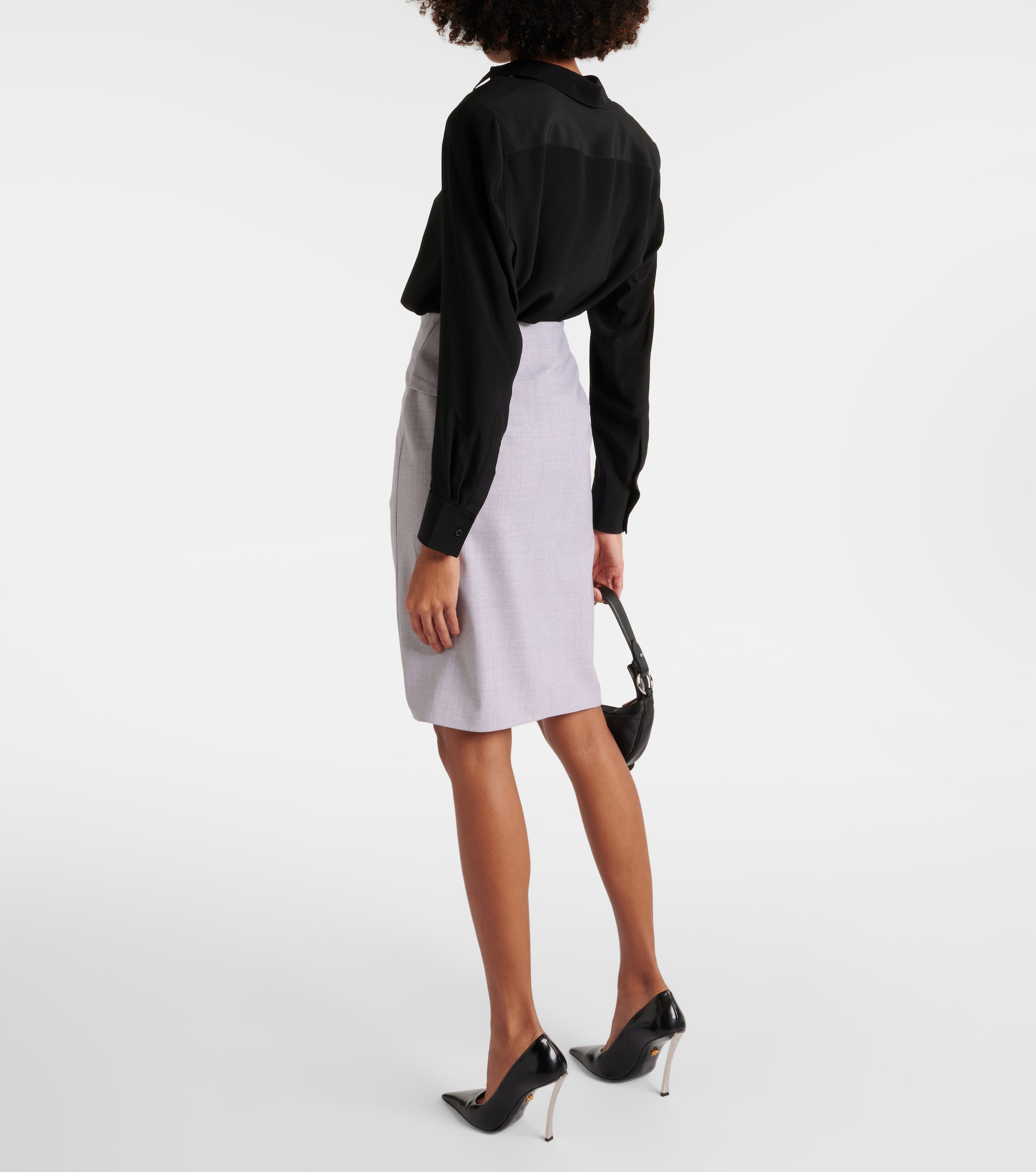 Versace Mélange wool-blend pencil skirt