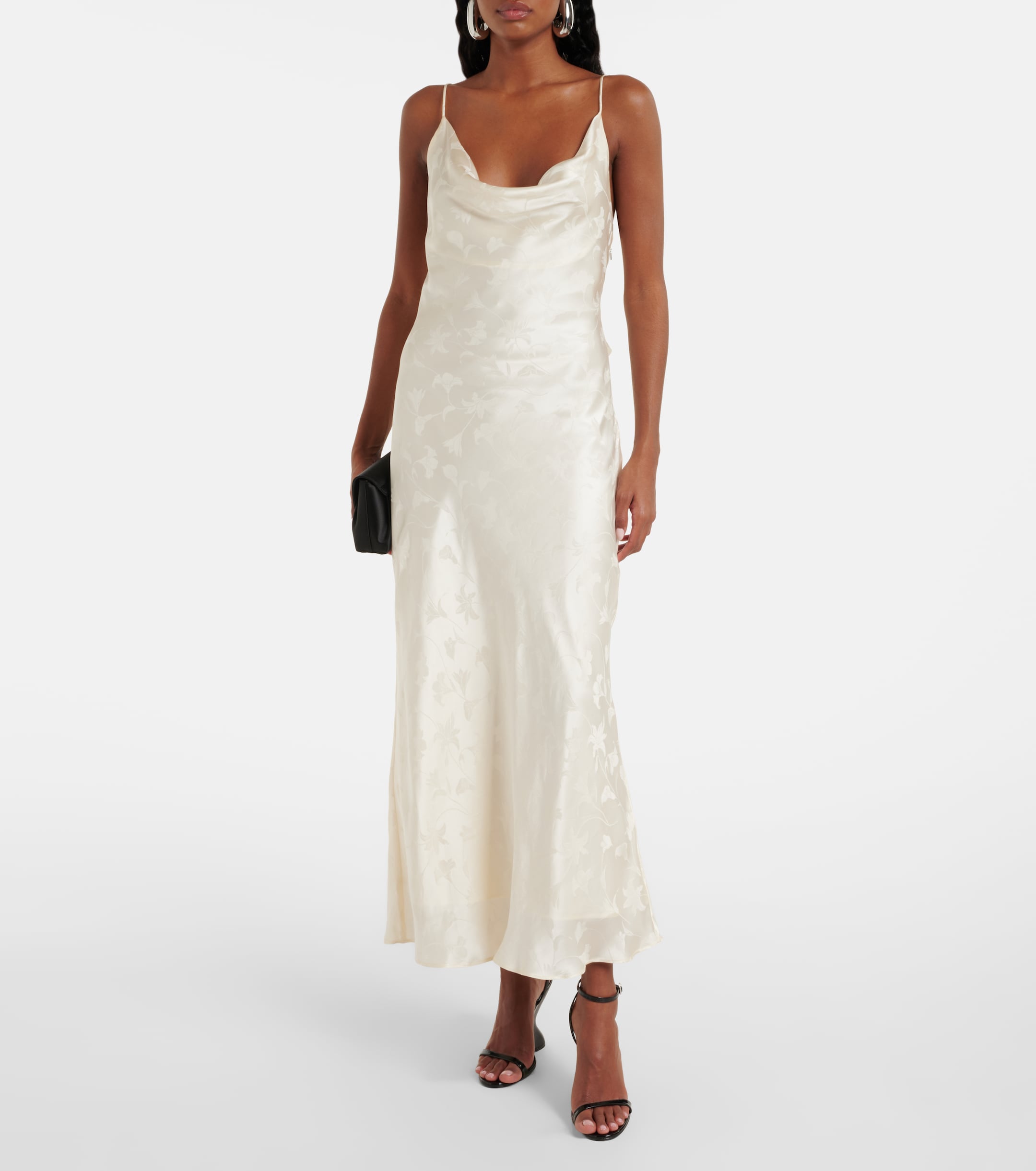 Rotate Bridal silk satin jacquard midi dress
