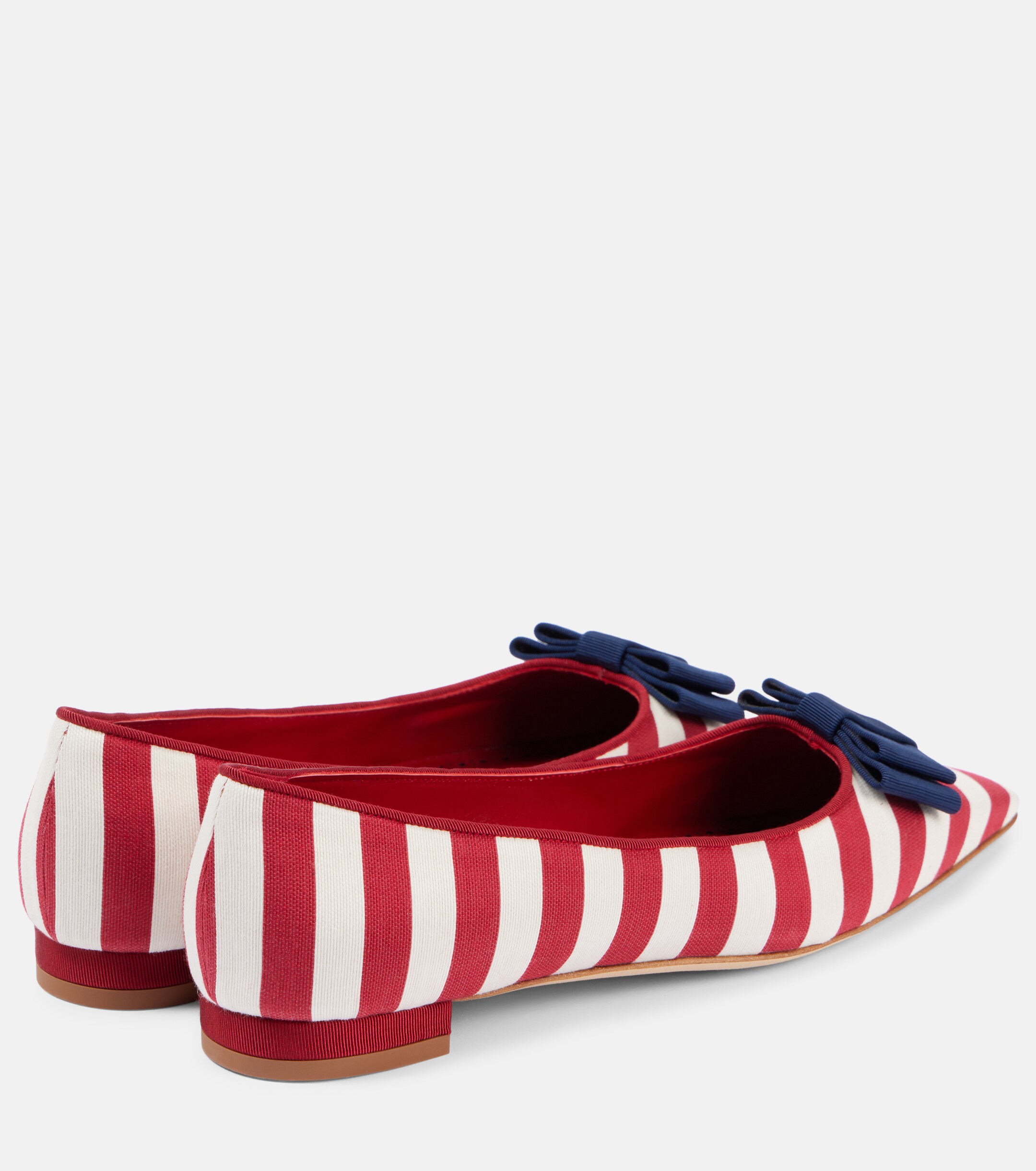 MANOLO BLAHNIK Reador bow-detail striped ballet flats