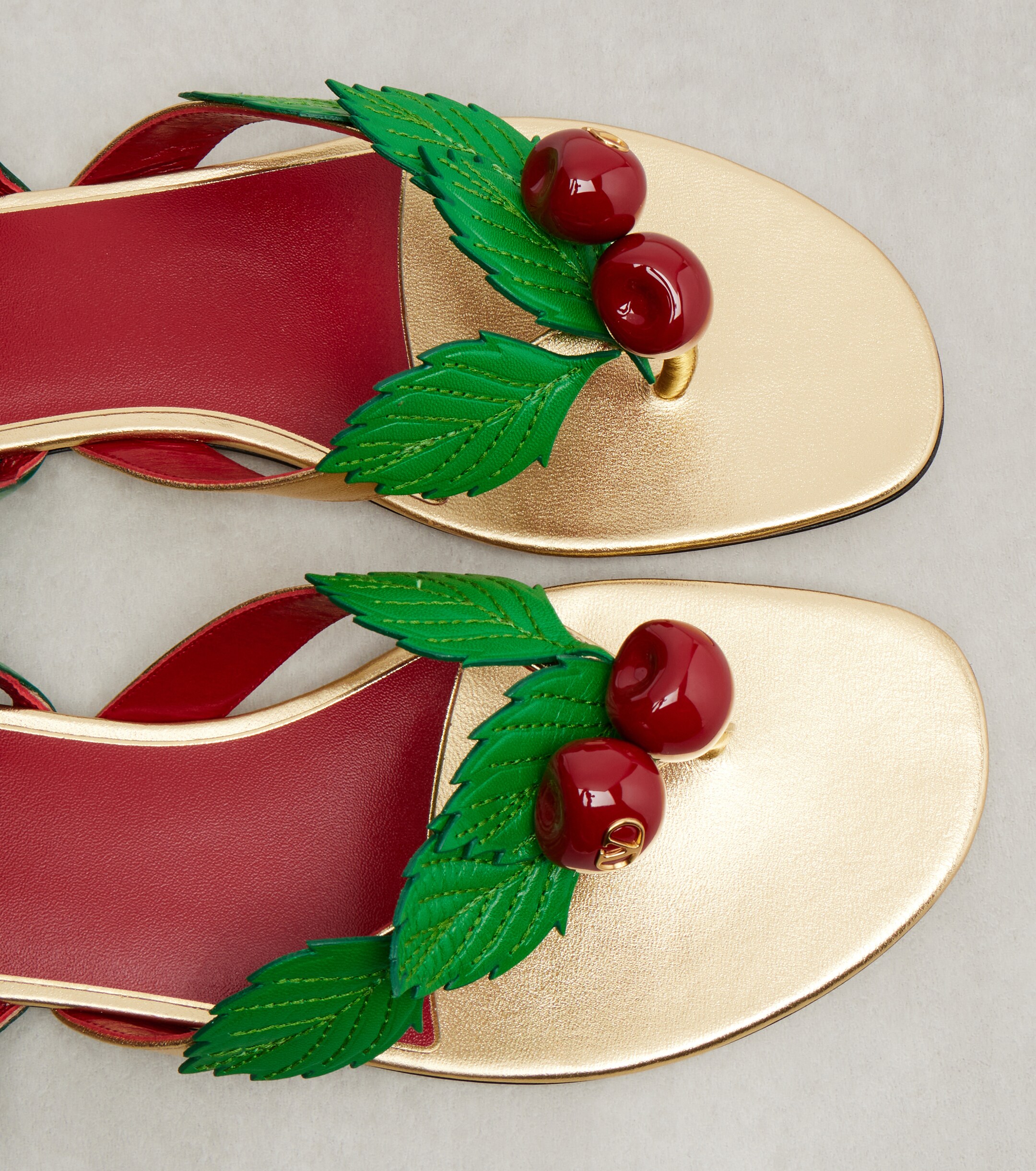 Valentino Garavani - Cherryfic metallic leather thong sandals | Plush