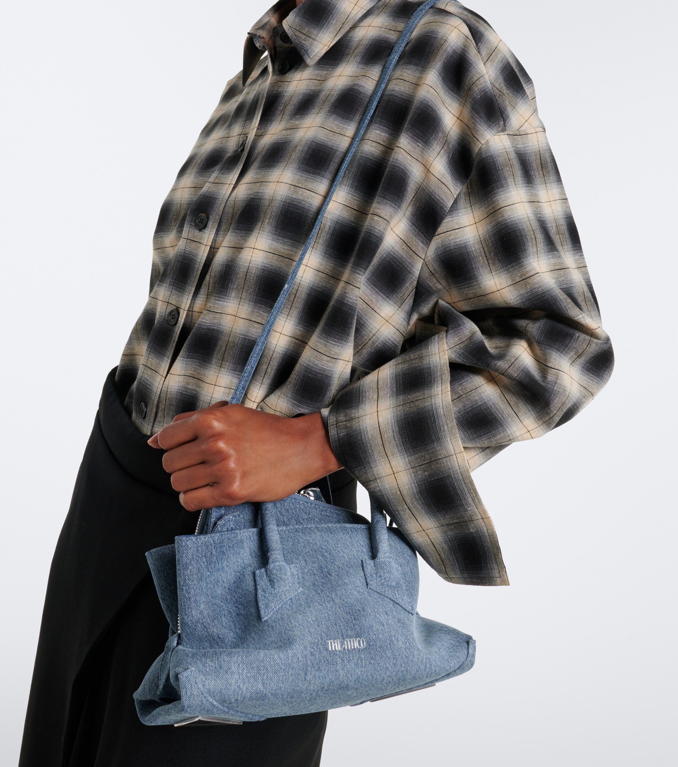 THE ATTICO La Passeggiata Mini denim top-handle bag