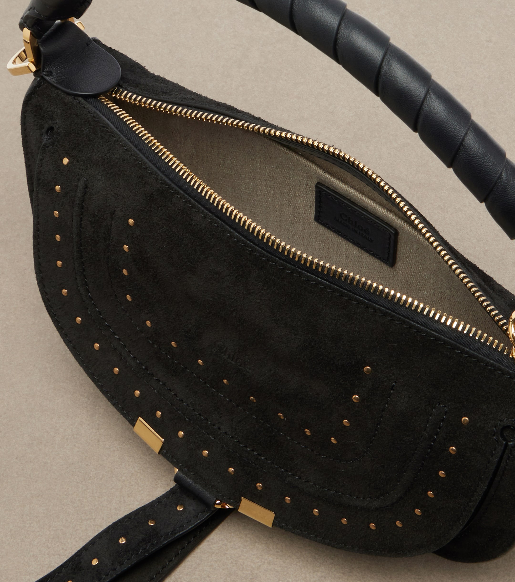 Chloé Marcie Small studded suede shoulder bag