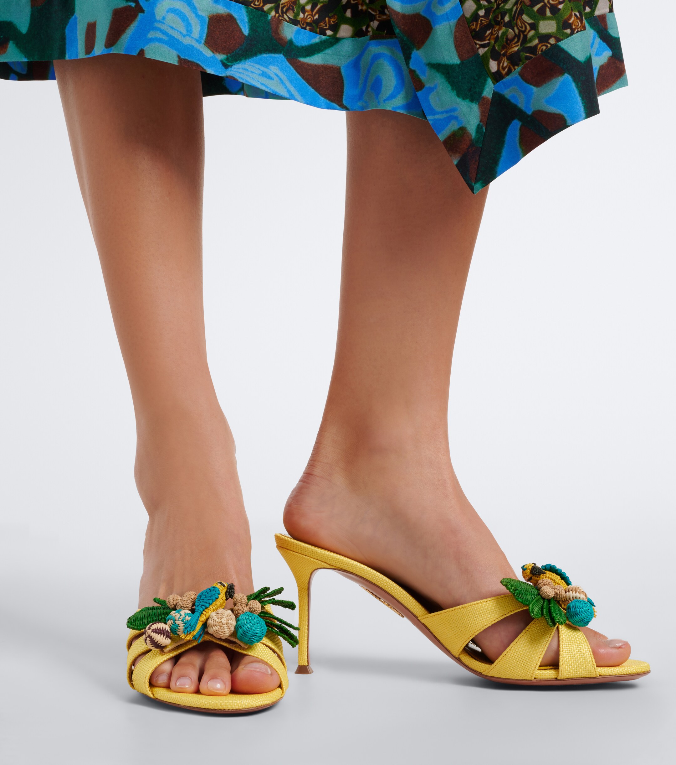 AQUAZZURA Aquazzura Birdsong raffia mules
