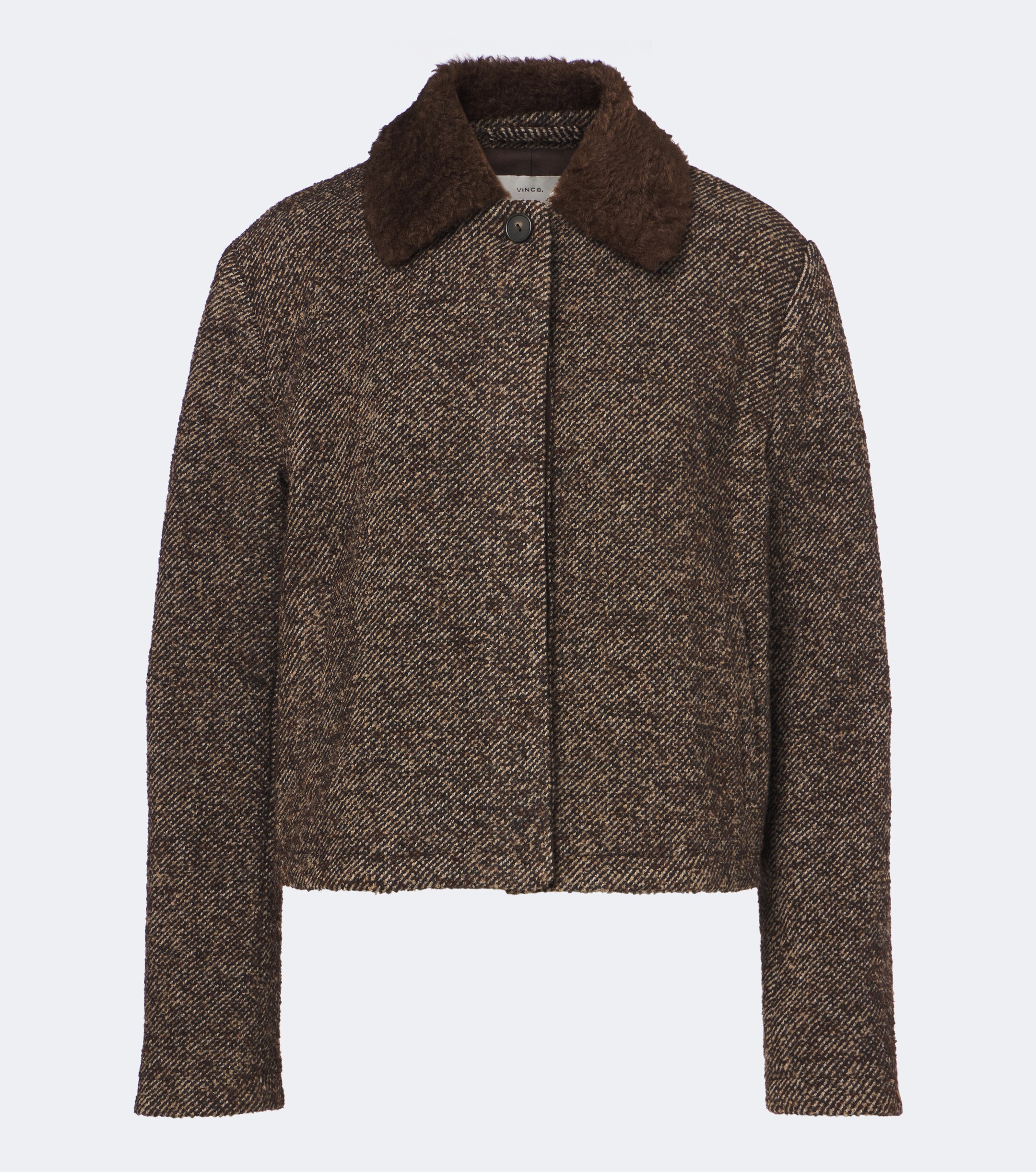 Vince Vince Teddy-trimmed tweed jacket