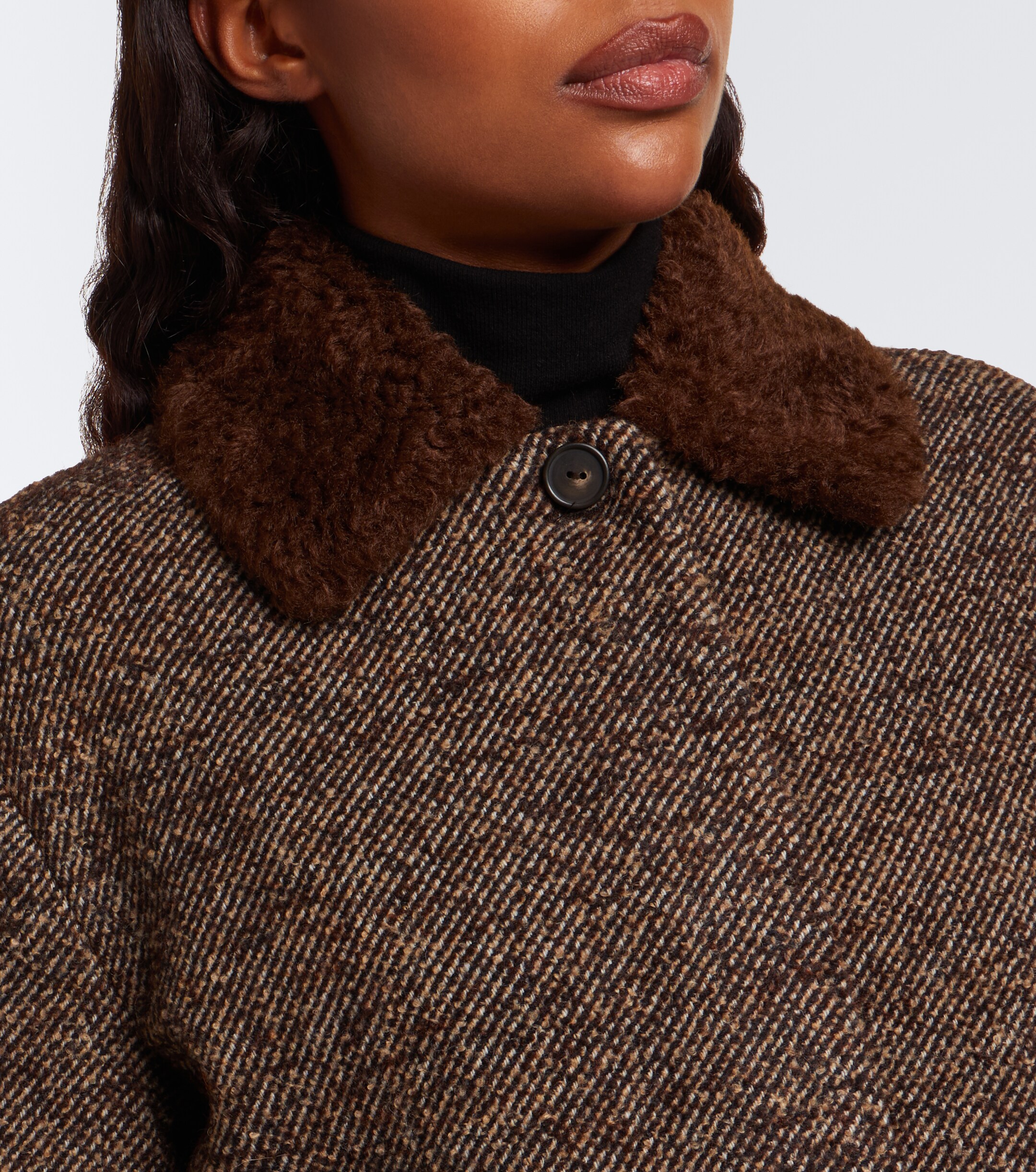 Vince Vince Teddy-trimmed tweed jacket