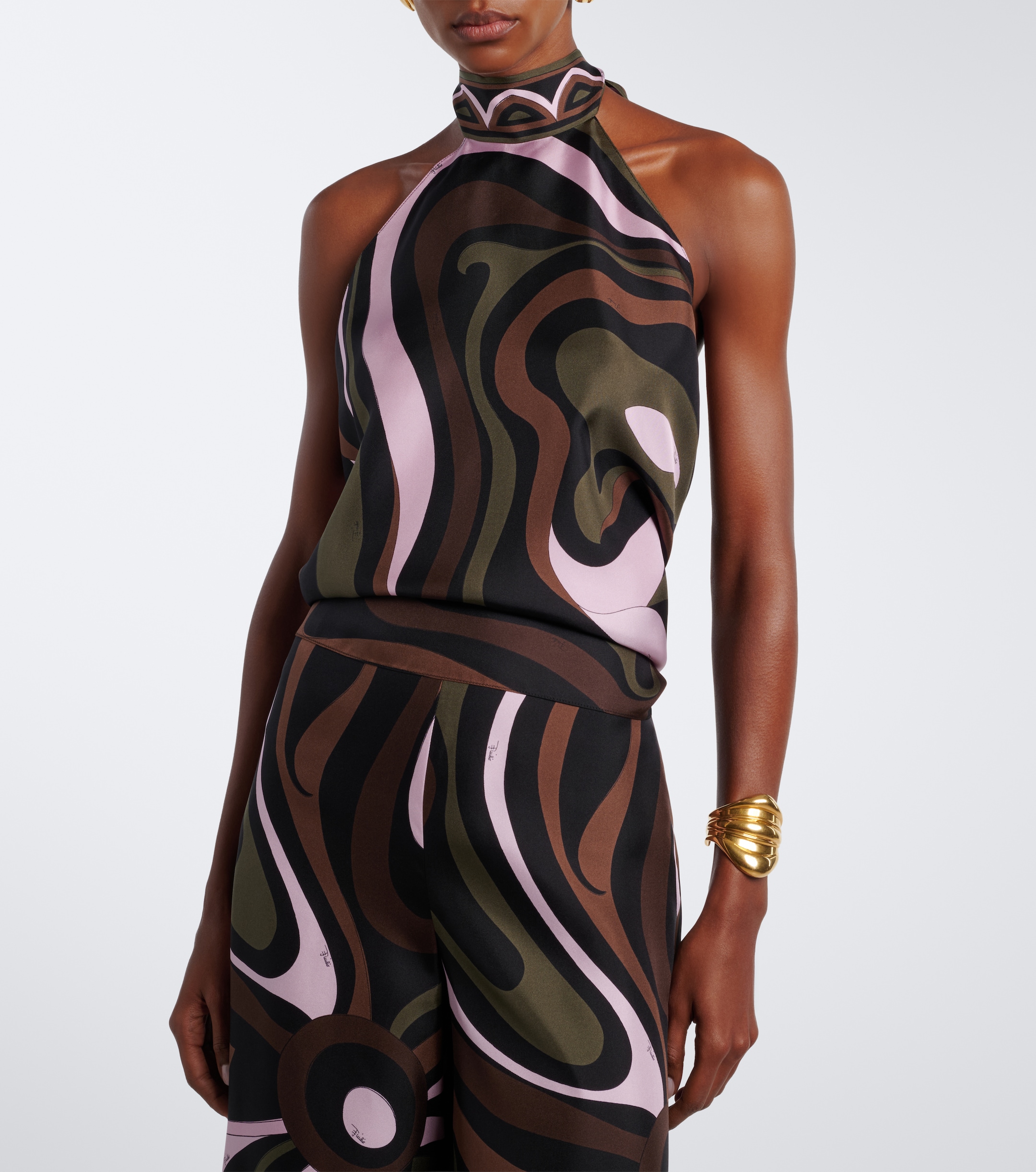 Pucci Pucci Marmo halterneck silk twill top