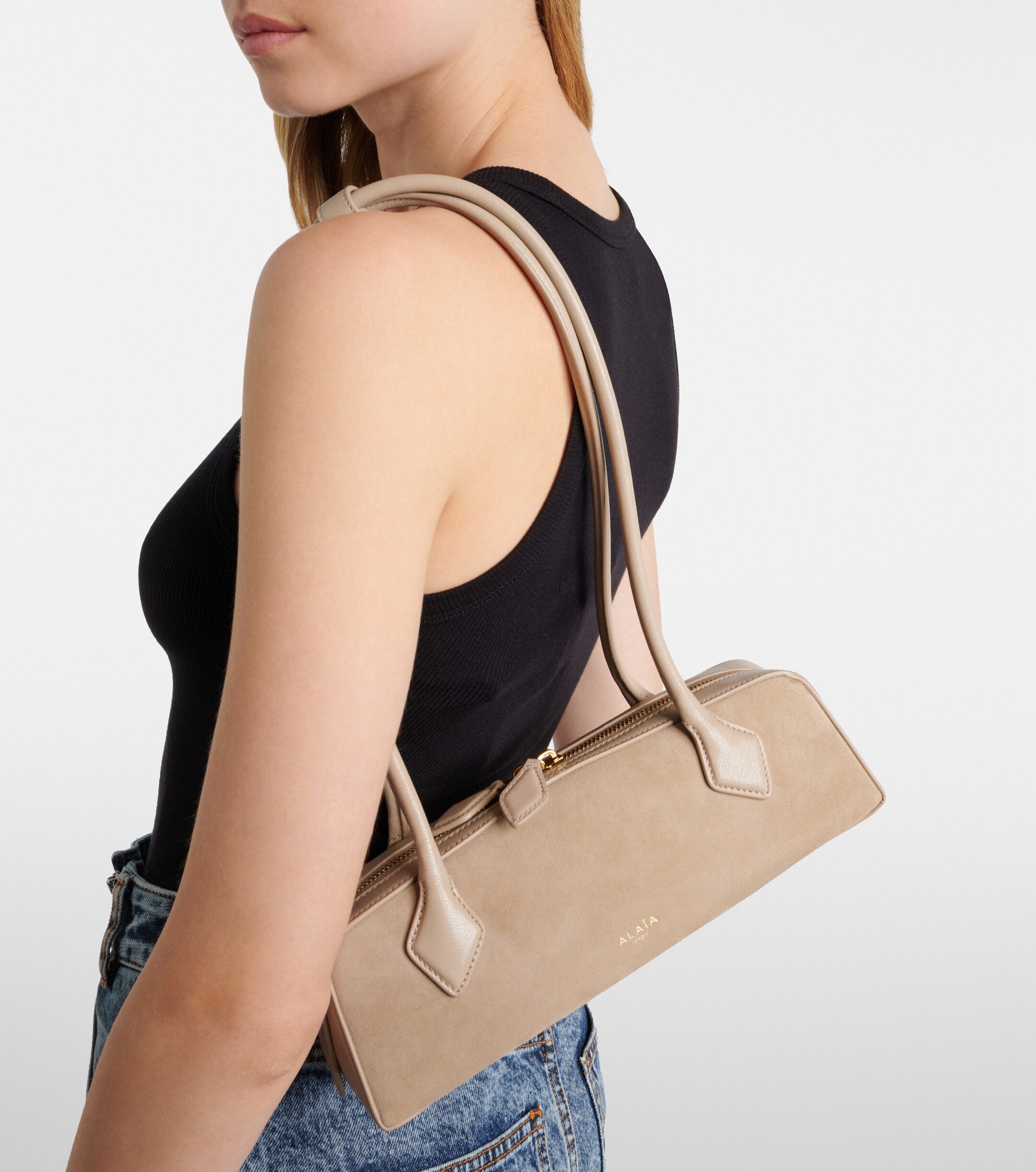 Alaïa Le Teckel Small suede shoulder bag