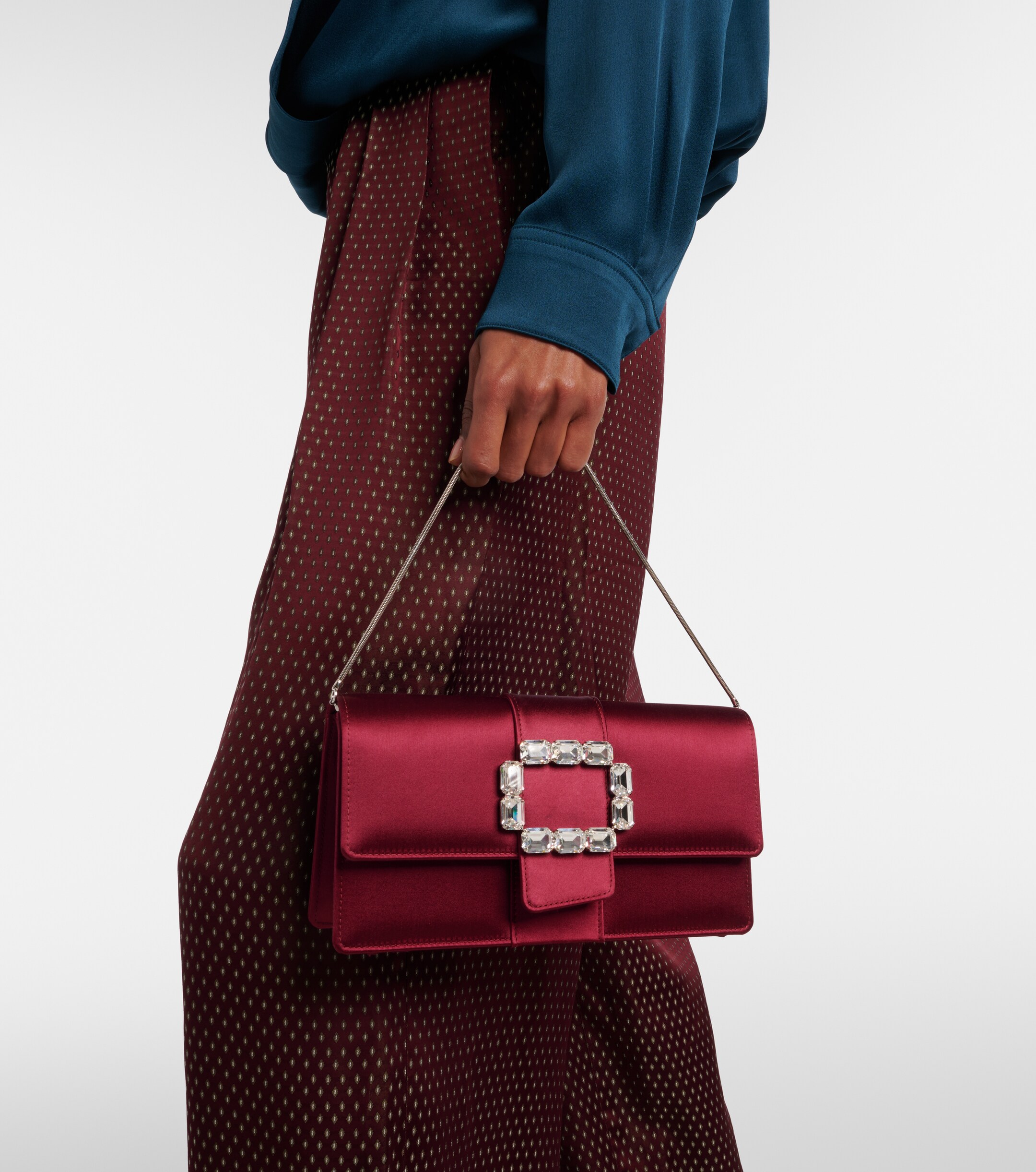 MANOLO BLAHNIK Maycapjou embellished satin clutch