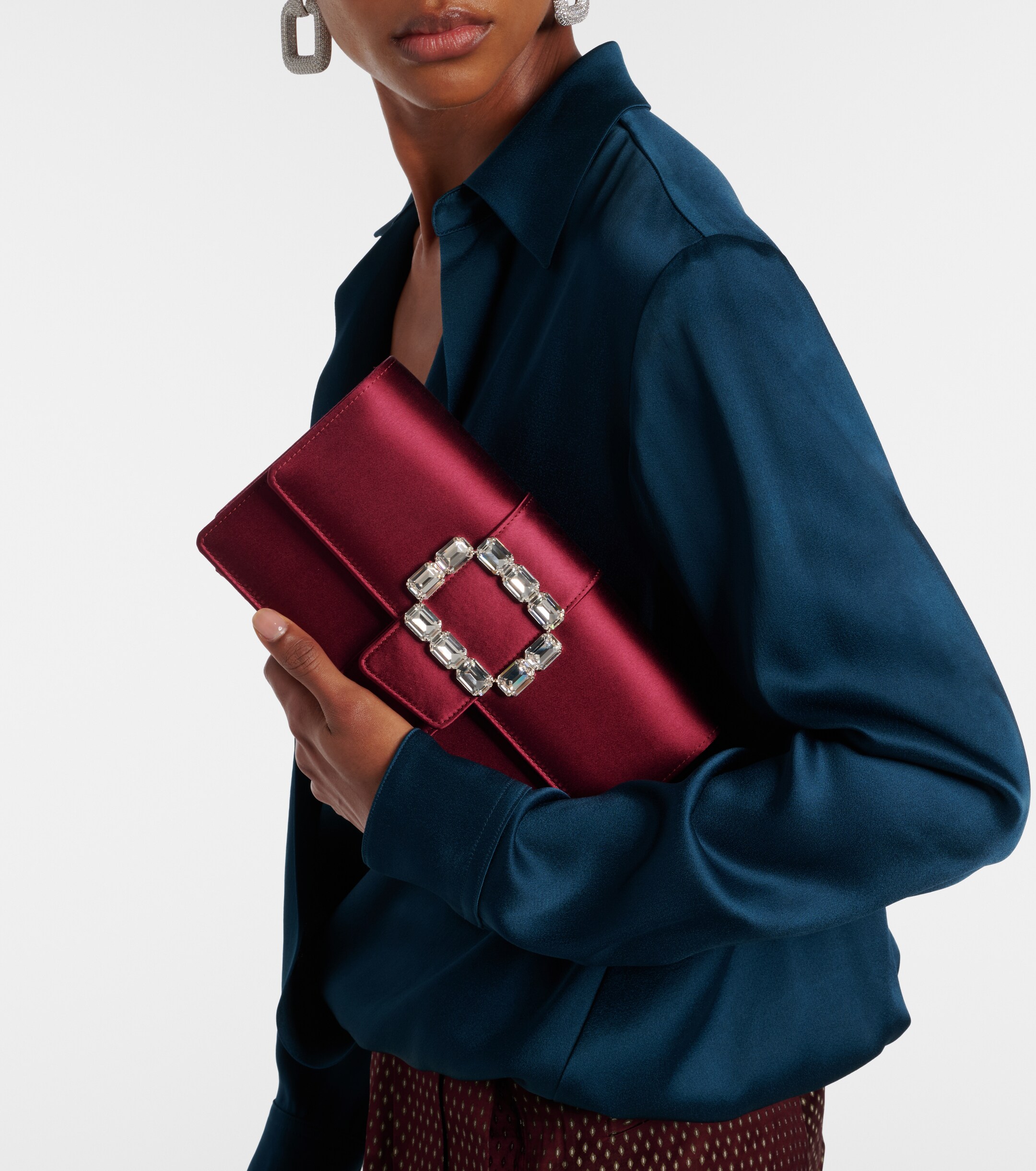 MANOLO BLAHNIK Maycapjou embellished satin clutch