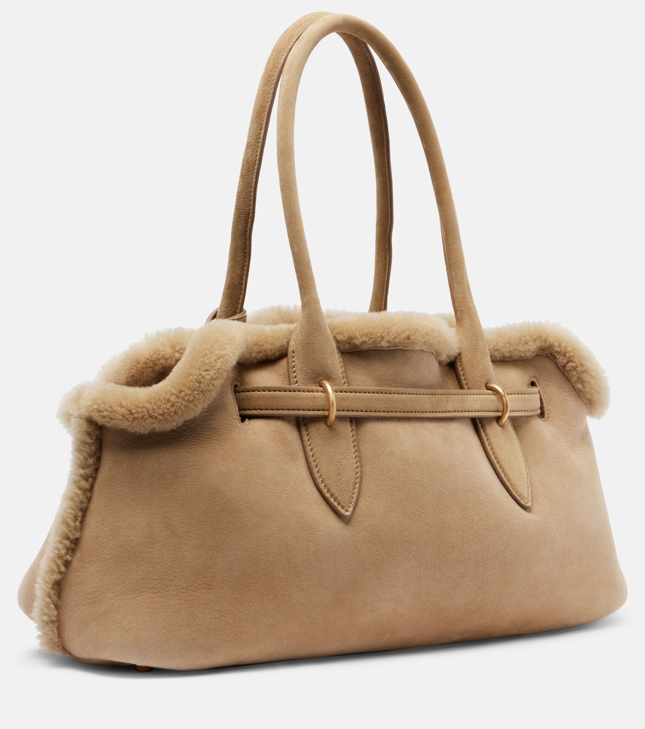 Miu Miu Adventure shearling-lined suede tote bag