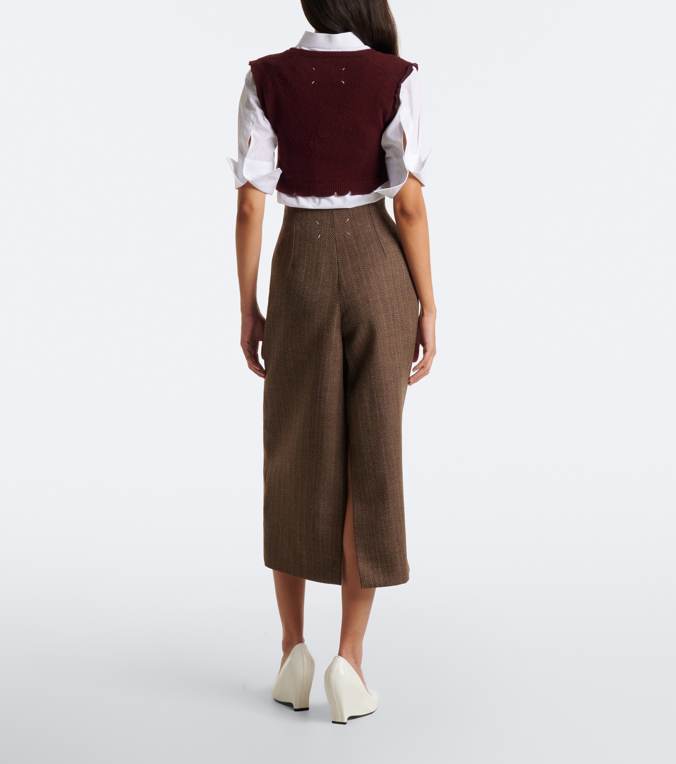 Maison Margiela Maison Margiela Herringbone virgin wool midi skirt