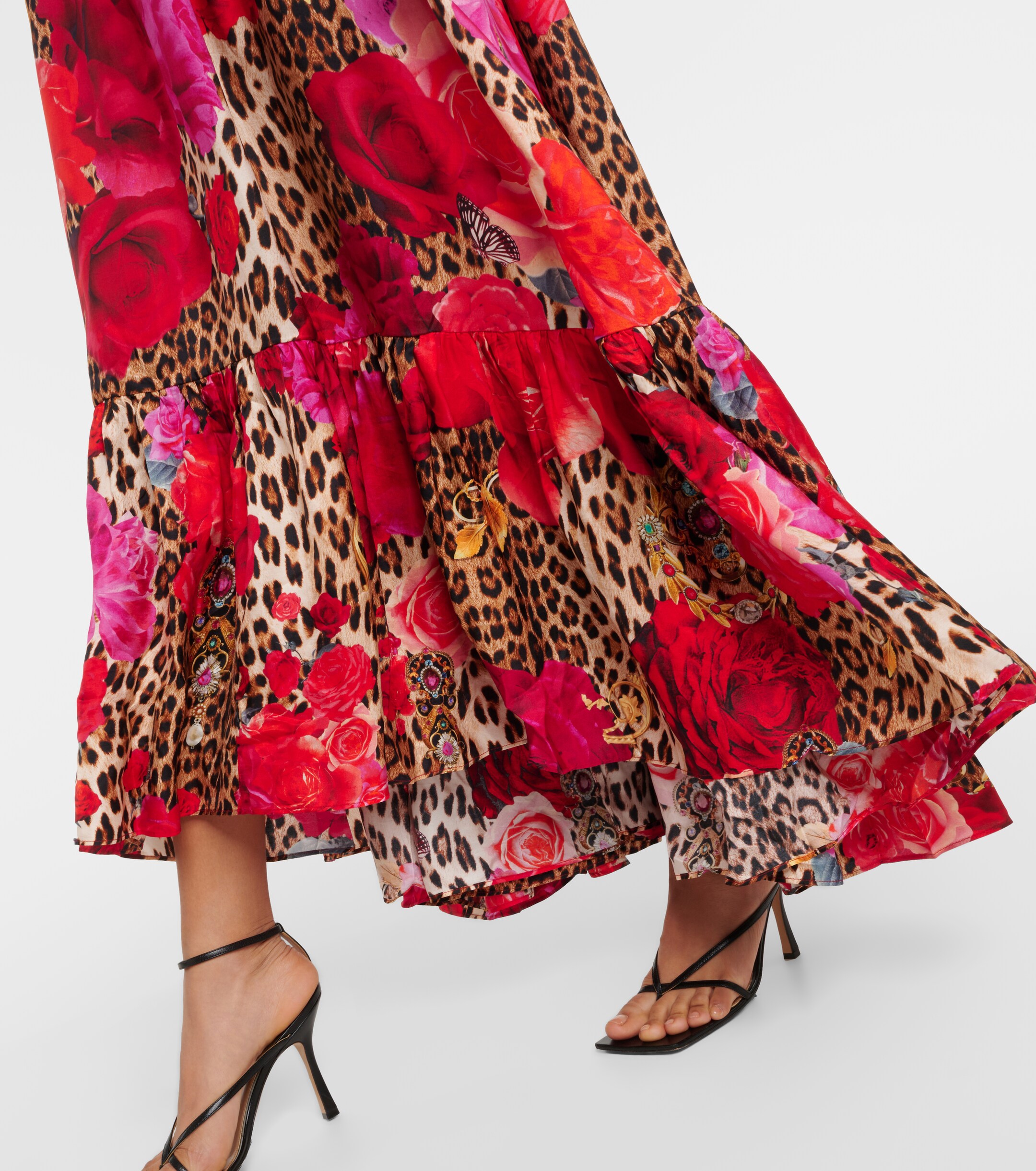 Camilla Leopard-print floral silk midi dress thumbnail